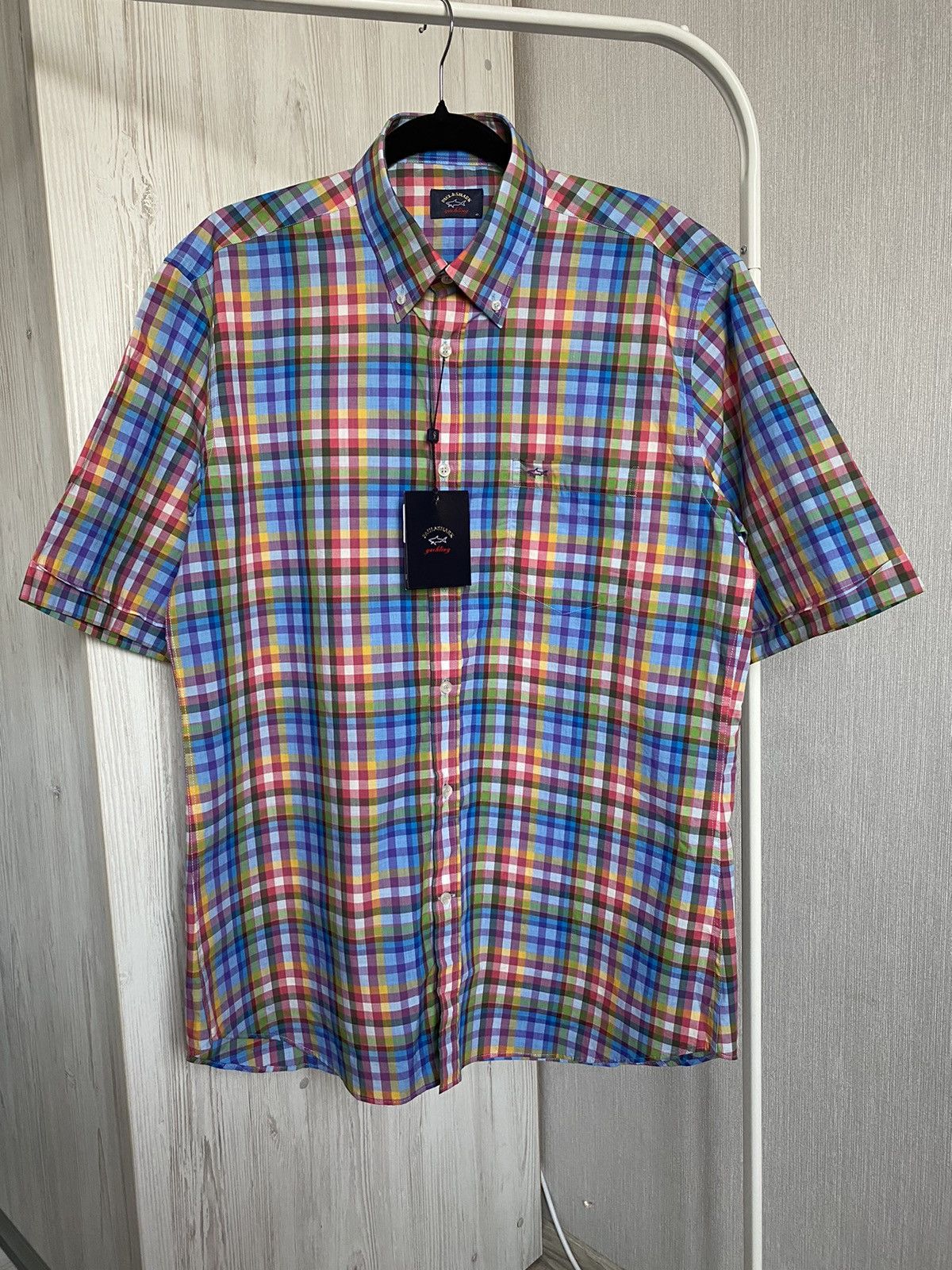 Paul & Shark Shirt Button Up Short Sleeve Multicolor