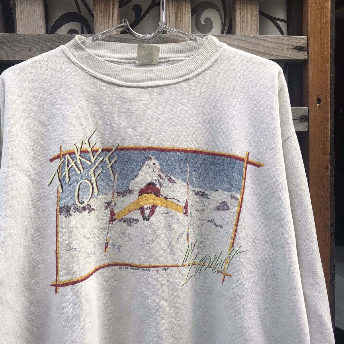 Vintage Rare 80s Take Off In Zermatt Switzerland Winter Sweatshirt Size US L / EU 52-54 / 3 - 2 Thumbnail