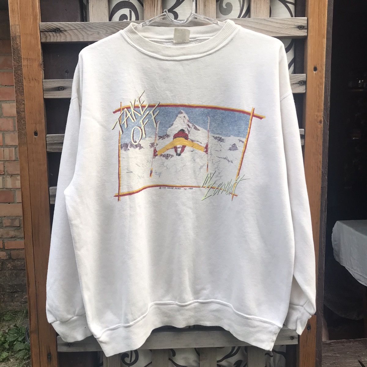 Vintage Rare 80s Take Off In Zermatt Switzerland Winter Sweatshirt Size US L / EU 52-54 / 3 - 1 Thumbnail
