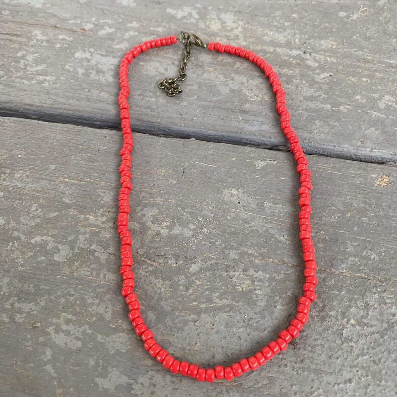 Handmade Red Seed Bead Necklace Grailed