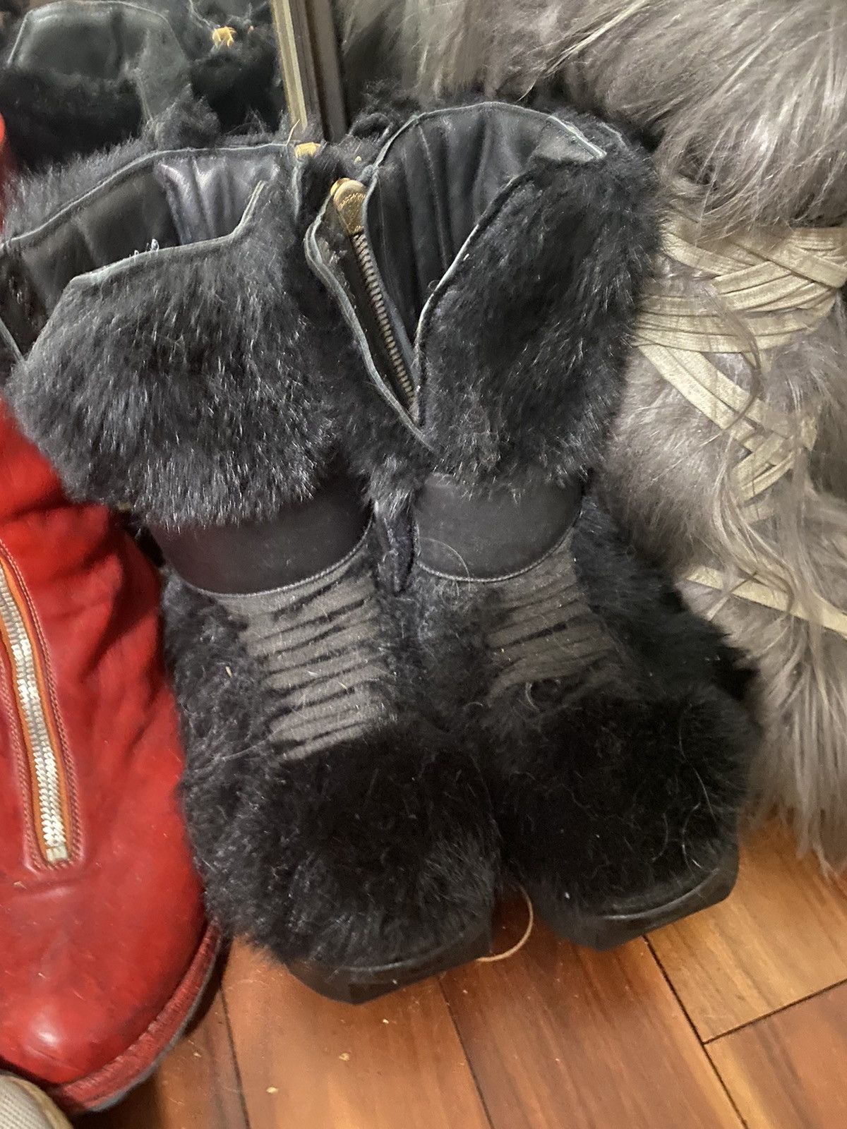 Rick Owens Rick Owens runway plinth long ponyhair hiker boots Size US 6 / EU 39 - 2 Thumbnail