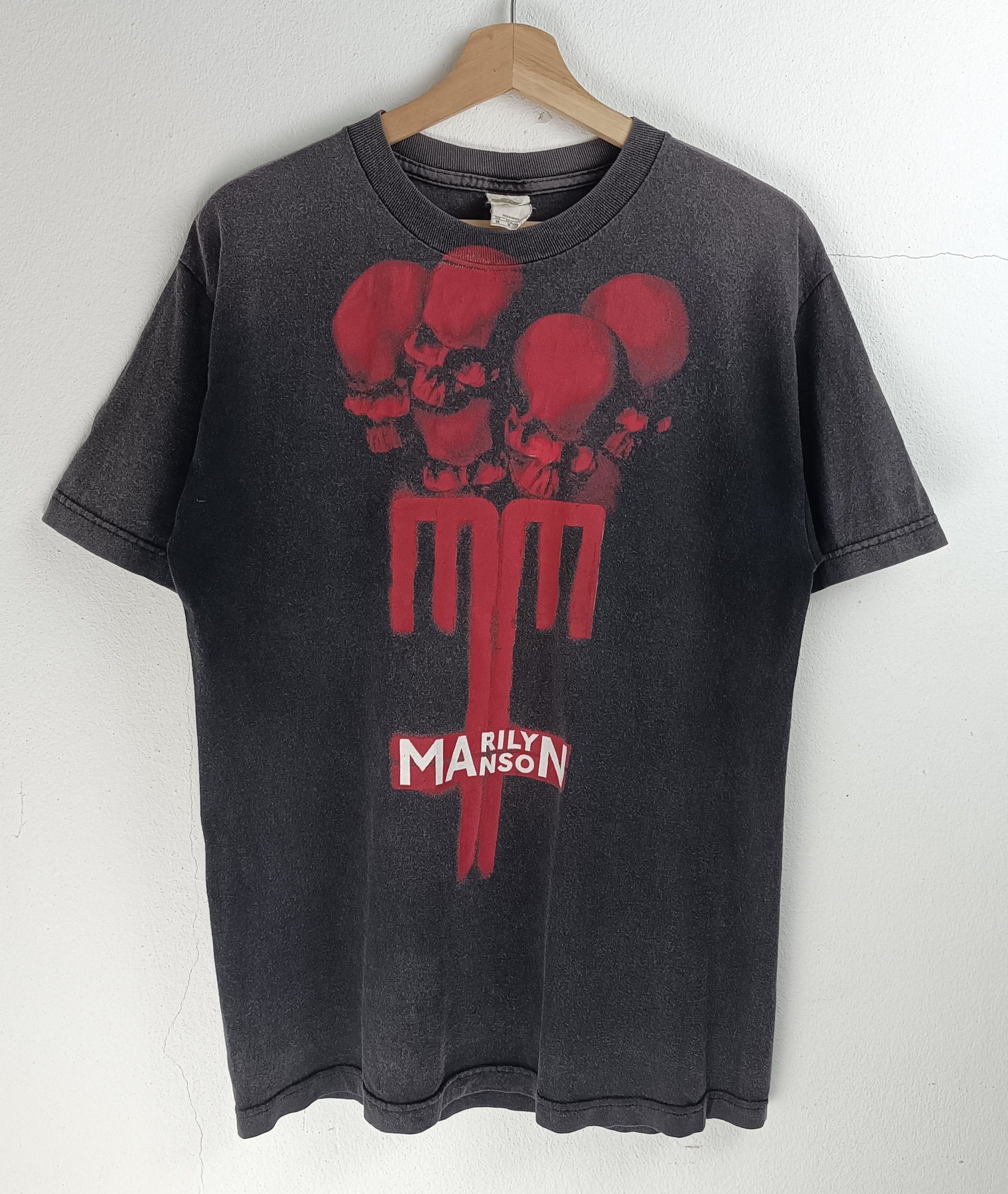Band Tees THRASHED FADED VINTAGE MARILYN MANSON RARE bowie slipknot Size US M / EU 48-50 / 2 - 3 Thumbnail