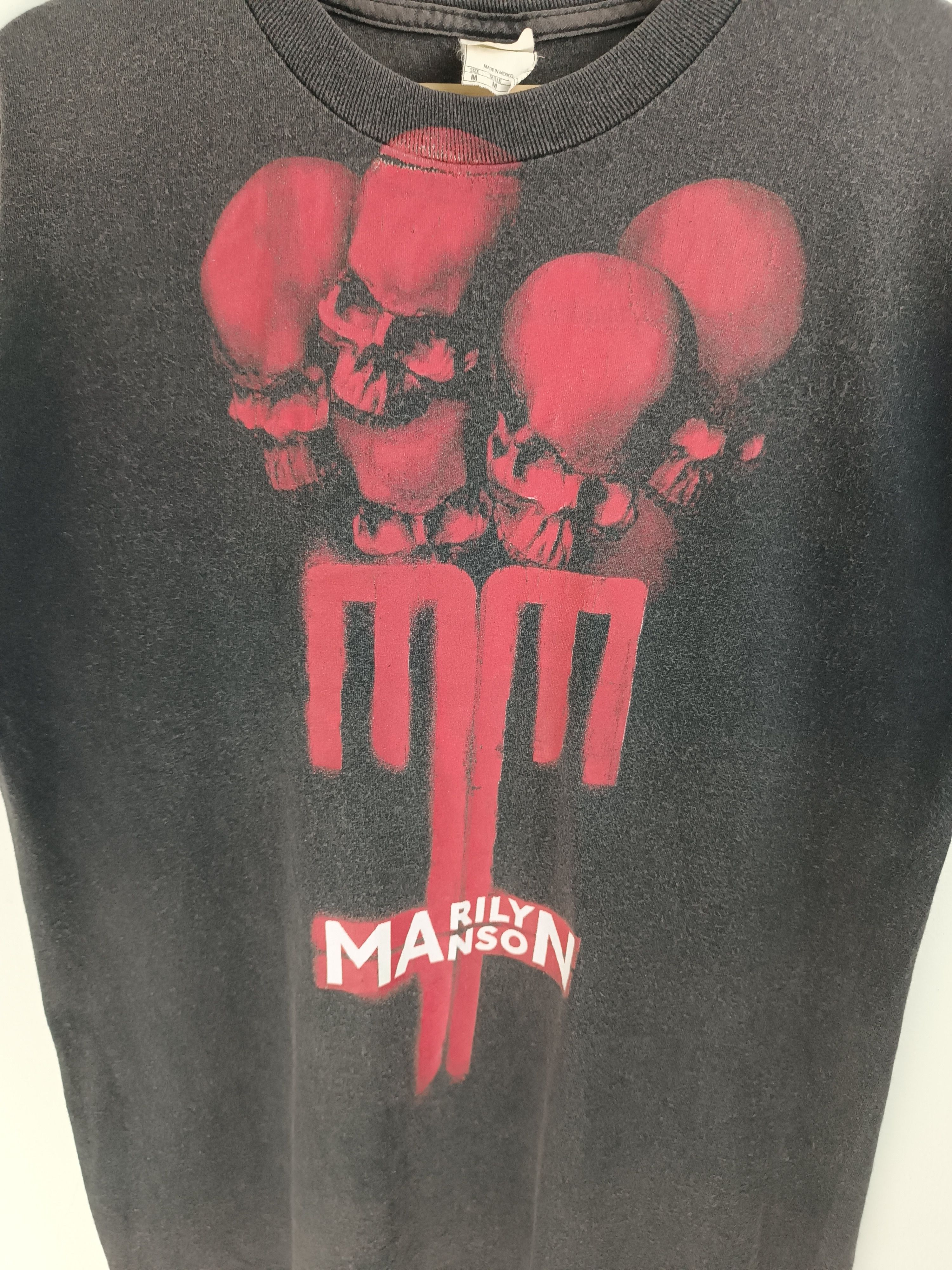 Band Tees THRASHED FADED VINTAGE MARILYN MANSON RARE bowie slipknot Size US M / EU 48-50 / 2 - 14 Thumbnail