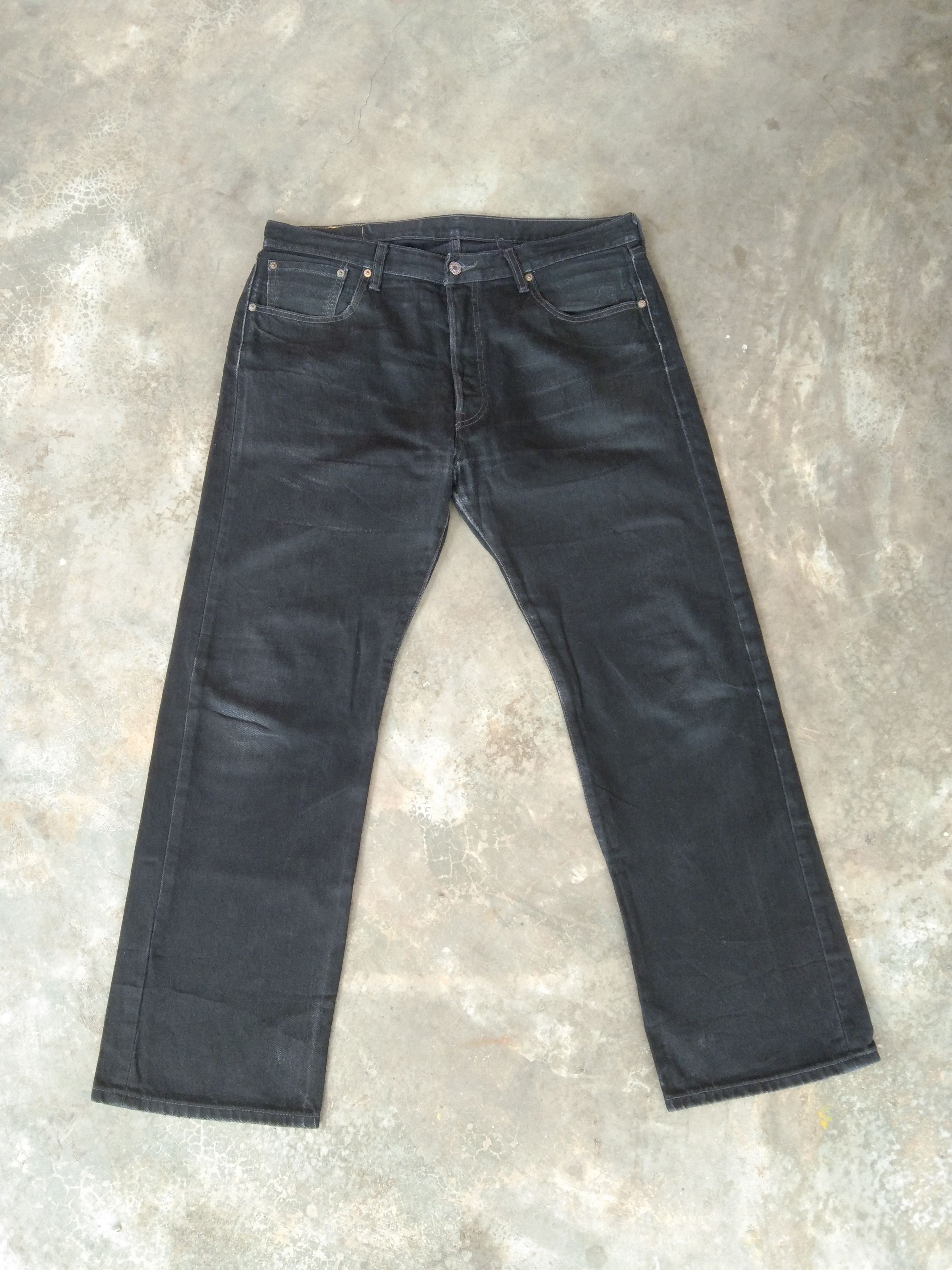 Vintage Levi's 501 Black Straight Leg Distressed Jeans 36x30