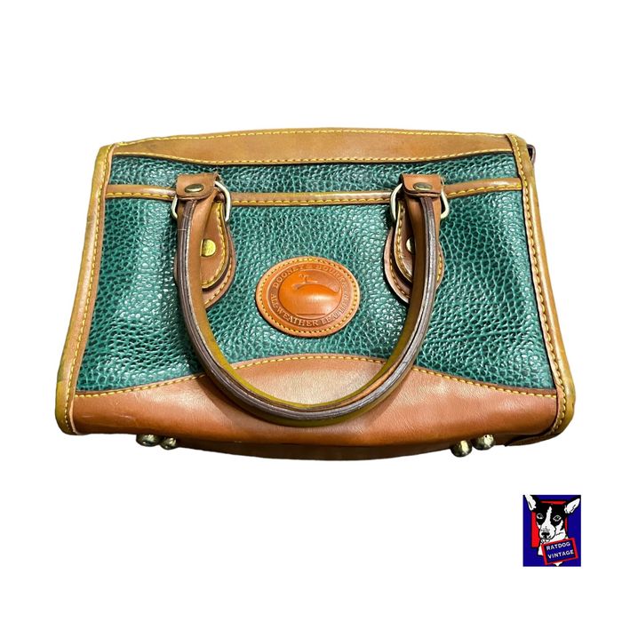Vintage 70s VTG Dooney and Bourke Green Forest Green/Brown Leather M ...