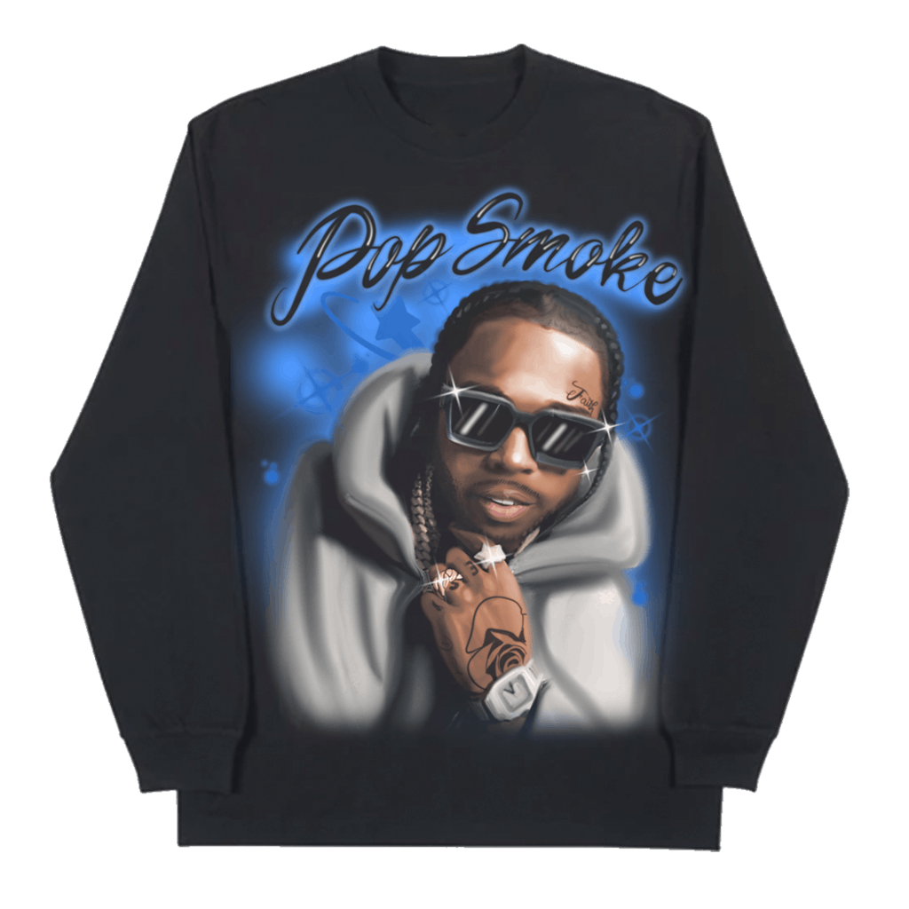 Pop Smoke Homage Longsleeve T-shirt Black Large