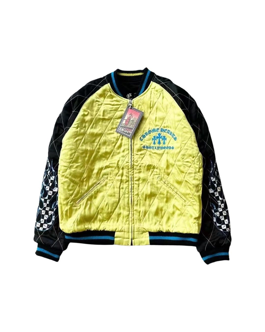 image of Chrome Hearts Matty Boy Flaming Youth Reversible Souvenir Jacket in Black, Men's (Size Large)