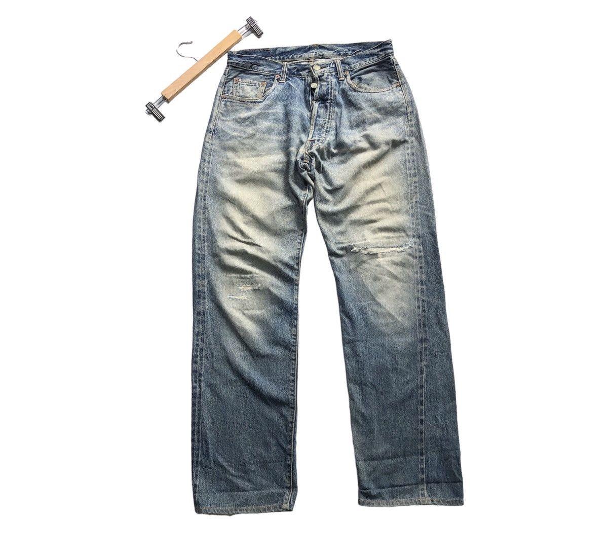 Denime × Japanese Brand Rare! Vintage Denime Japan Distressed Selvedge Jeans Size US 31 - 1 Thumbnail