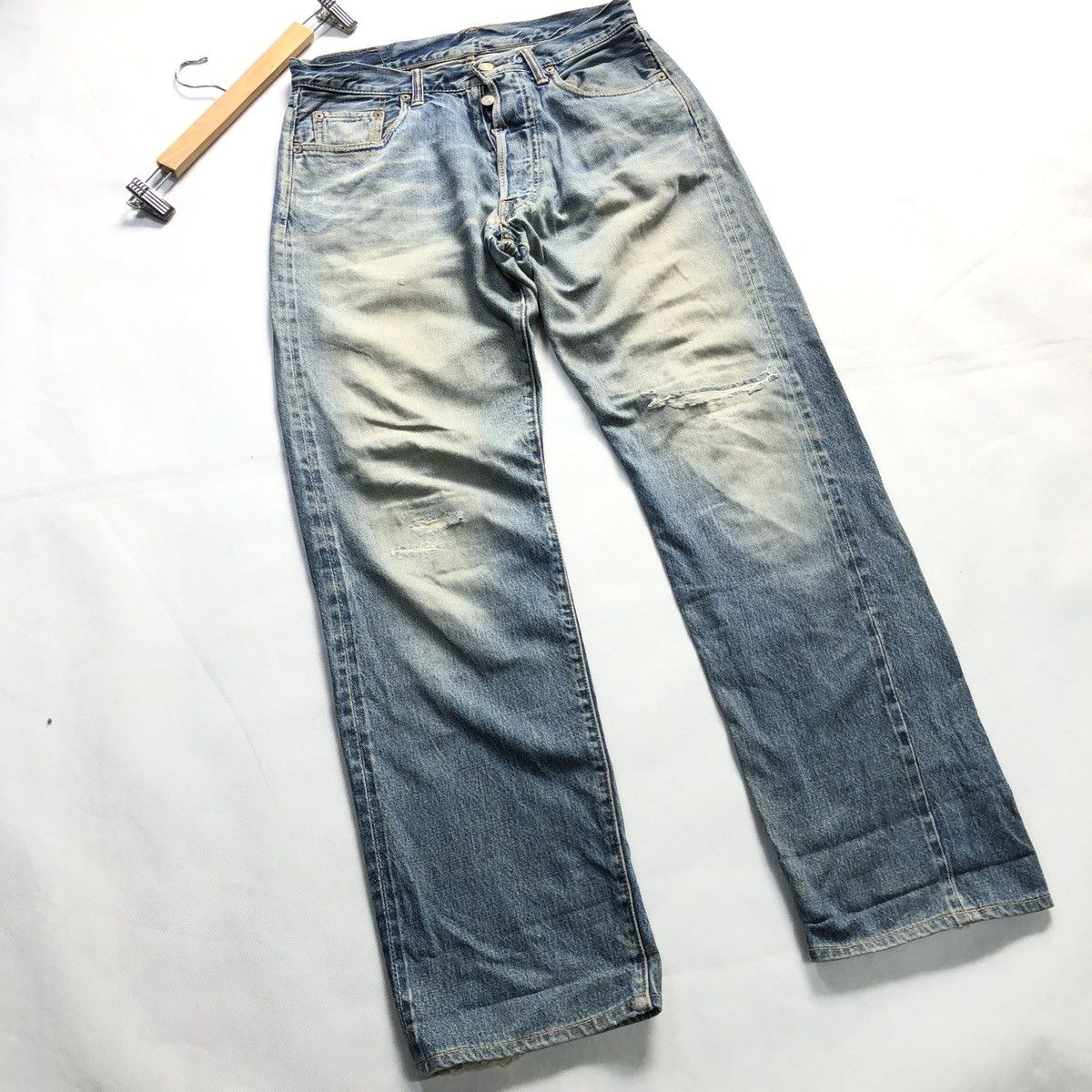 Denime × Japanese Brand Rare! Vintage Denime Japan Distressed Selvedge Jeans Size US 31 - 3 Thumbnail
