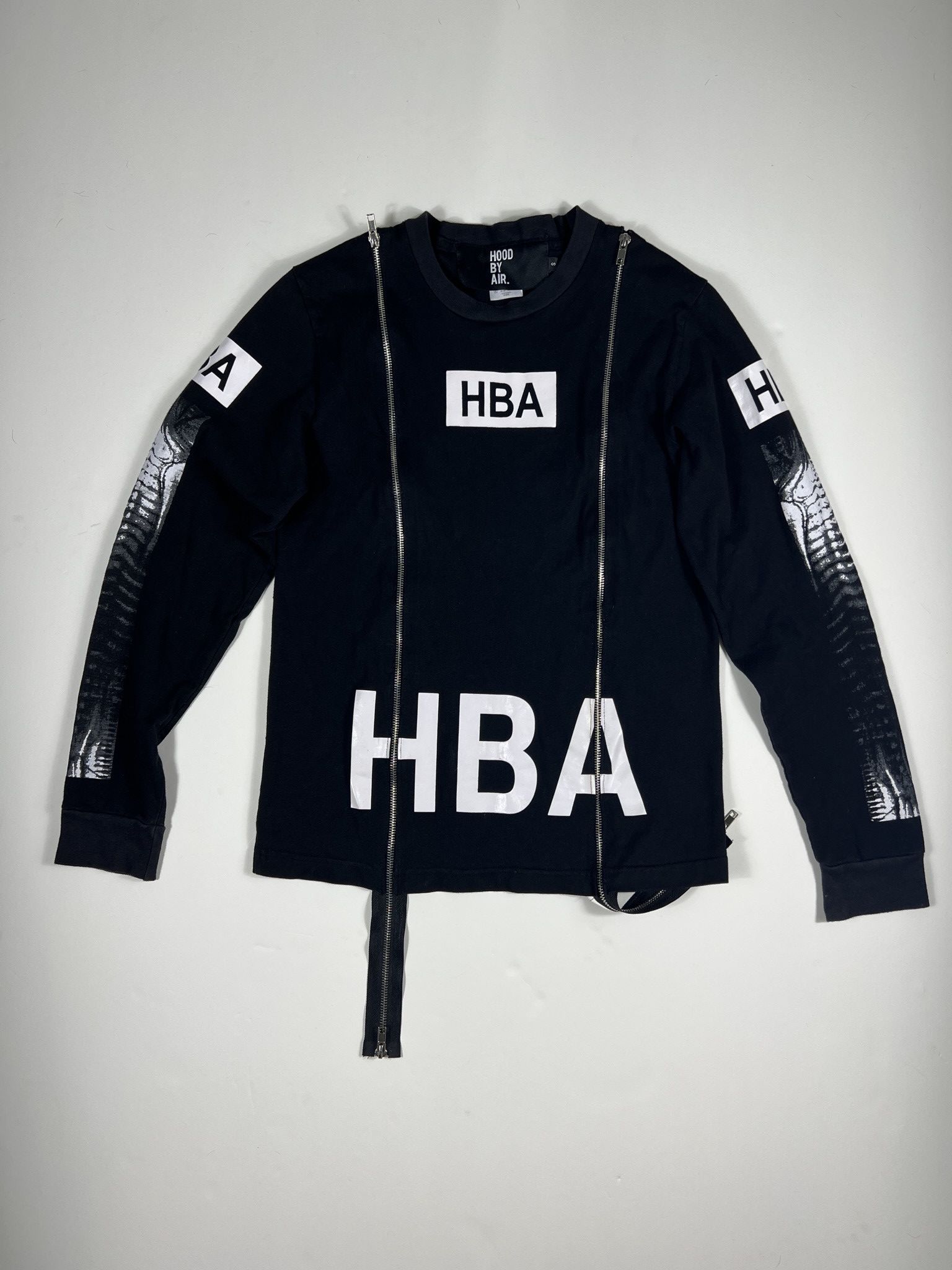 image of HBA Hood By Air Skeleton Zipper Long Sleeve in Black White, Men's (Size Small)