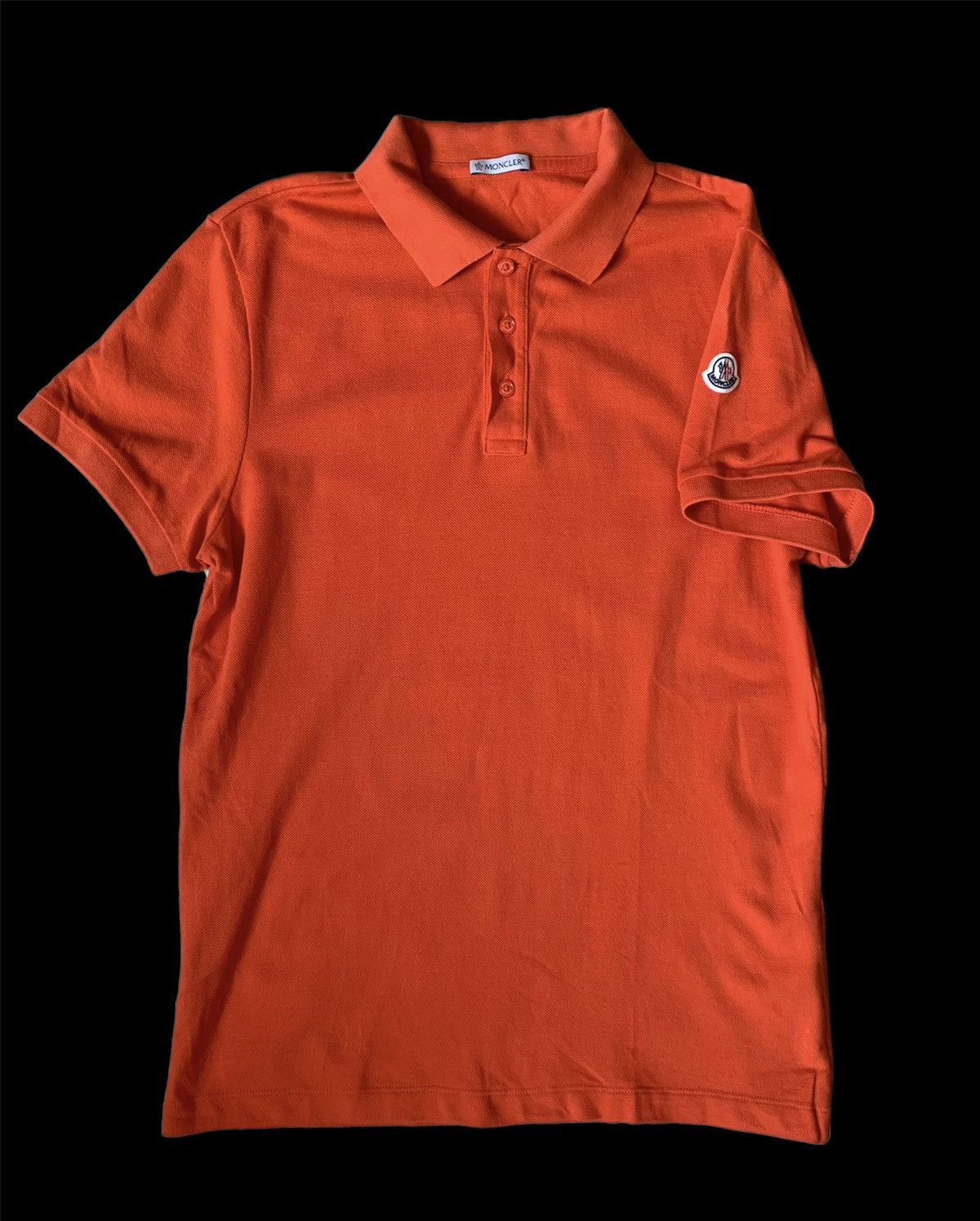 image of Moncler Maglia Polo Manica Logo T-Shirt Collar Print in Orange, Men's (Size Small)