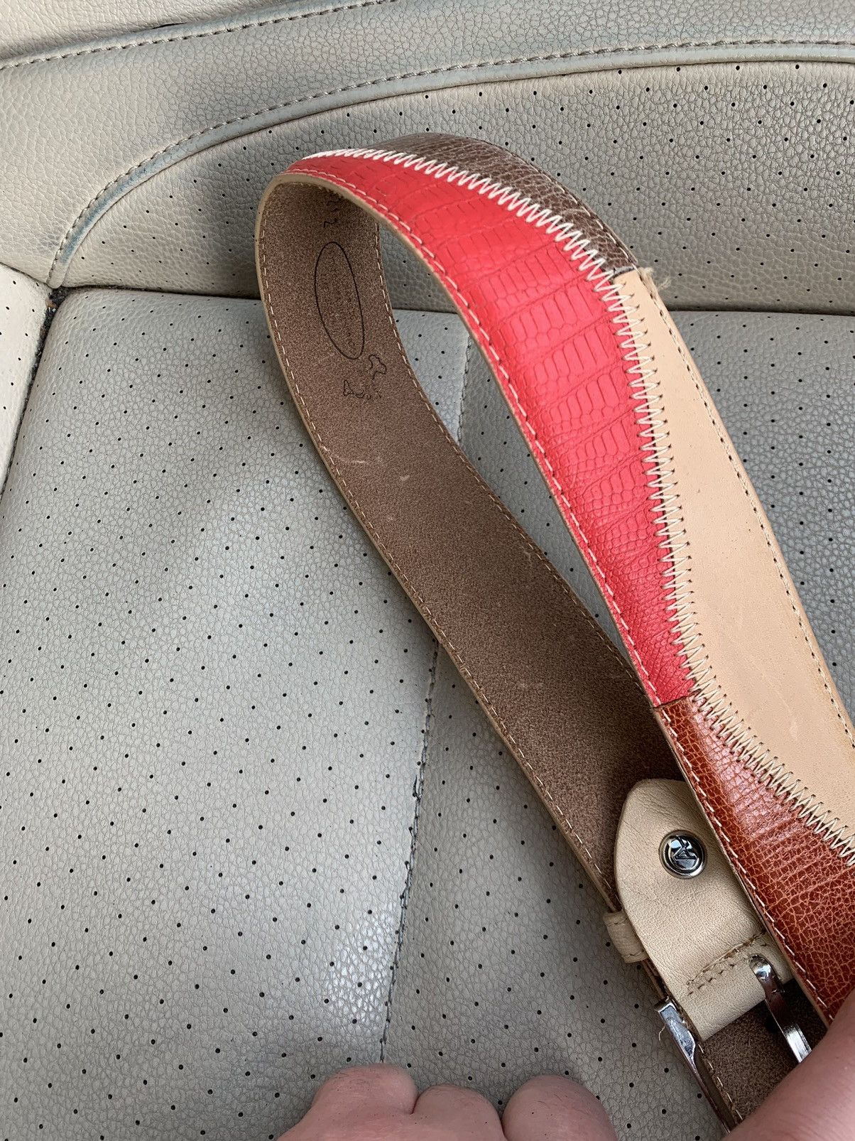 Designer Hand Made Leather Patch Multicolour Belt Size ONE SIZE - 6 Thumbnail