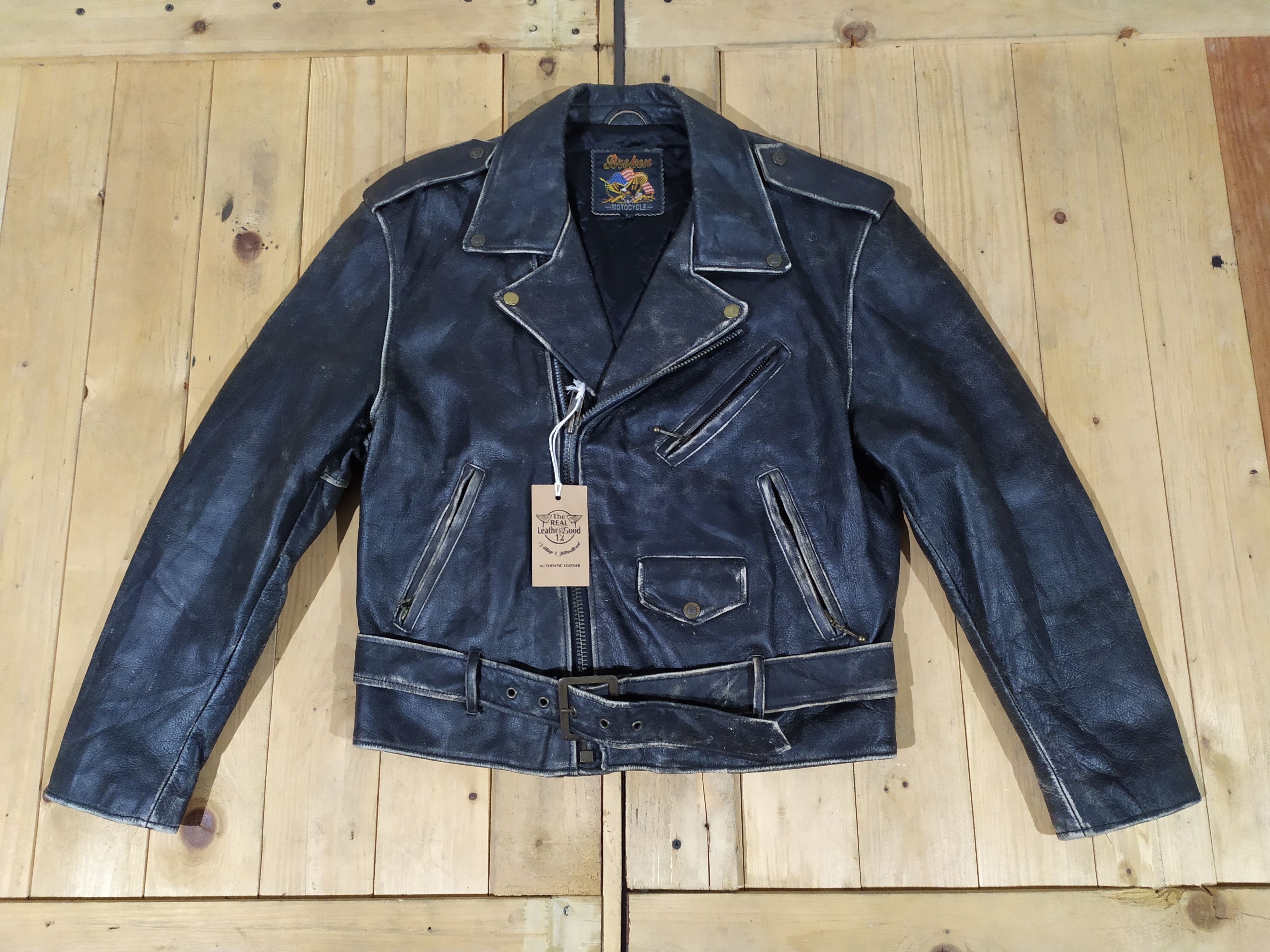 BROKEN MOTORCYCLE LEATHER BLACK PATINA RAMONES JACKET