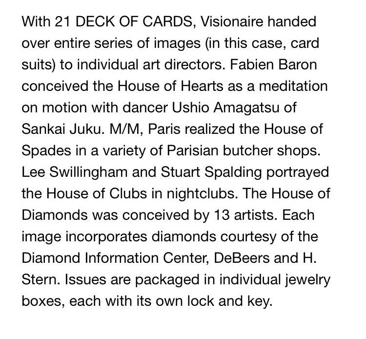 Designer Visionaire 21 - Deck Of Cards The Diamond Issue | Grailed