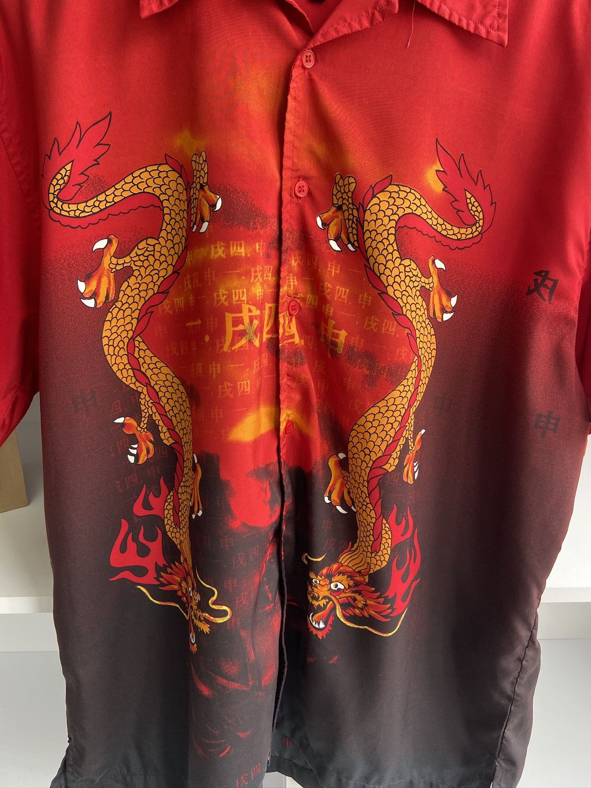 Japanese Brand × Vintage Vintage Japanese Style Dragon Short Sleeve Shirt Size US L / EU 52-54 / 3 - 5 Thumbnail