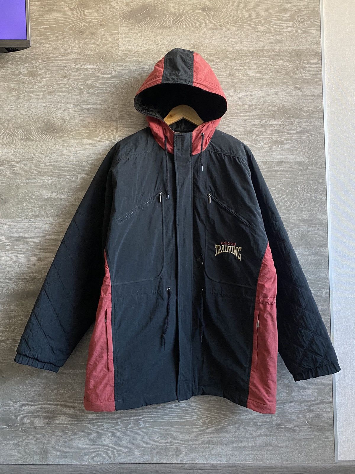 Adidas 90s Vintage ADIDAS Training Big Logo Hooded Jacket Size US M / EU 48-50 / 2 - 2 Thumbnail