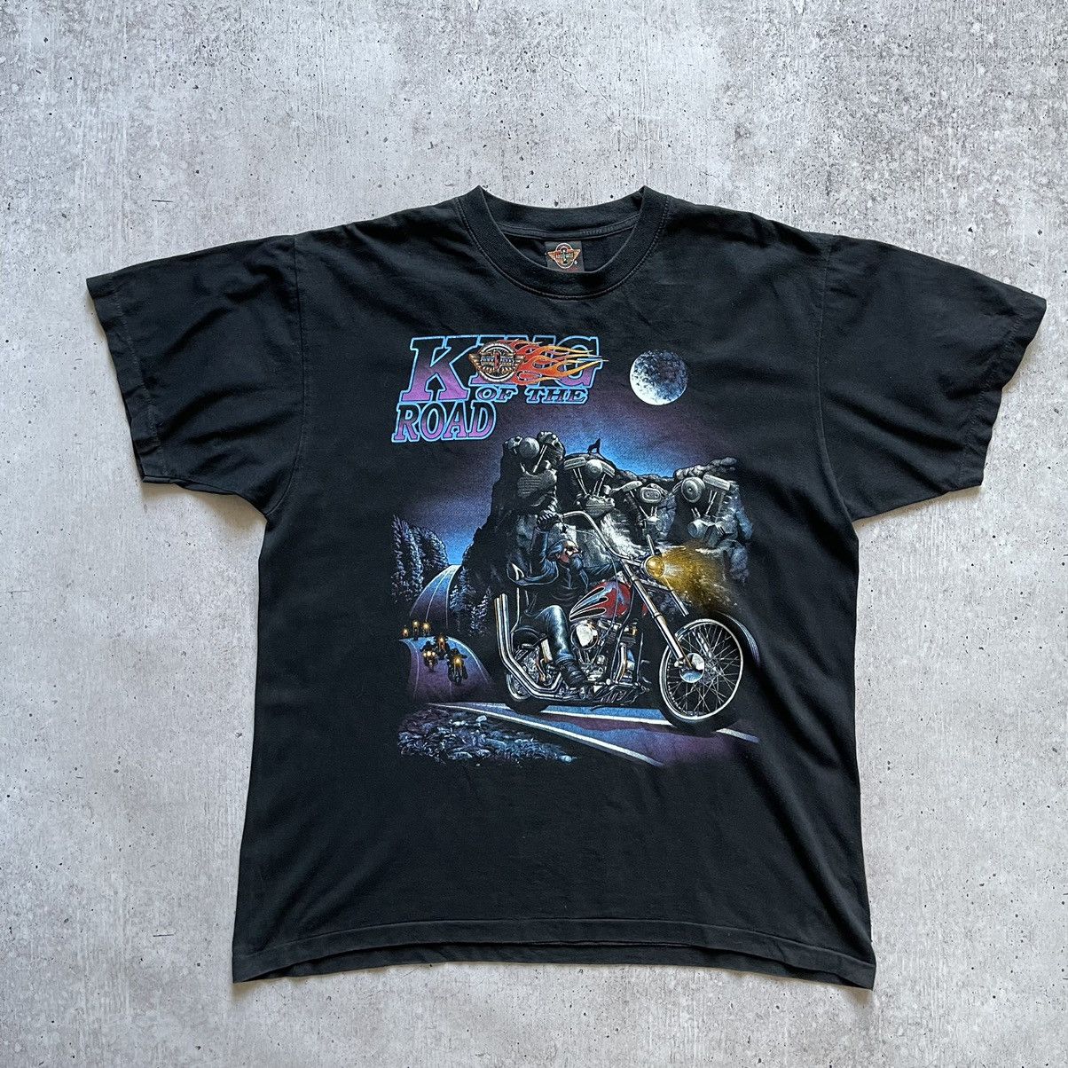 Band Tees × Harley Davidson × Vintage Vintage King of Road t shirt 90s biker like Easyriders Size US XL / EU 56 / 4 - 1 Thumbnail