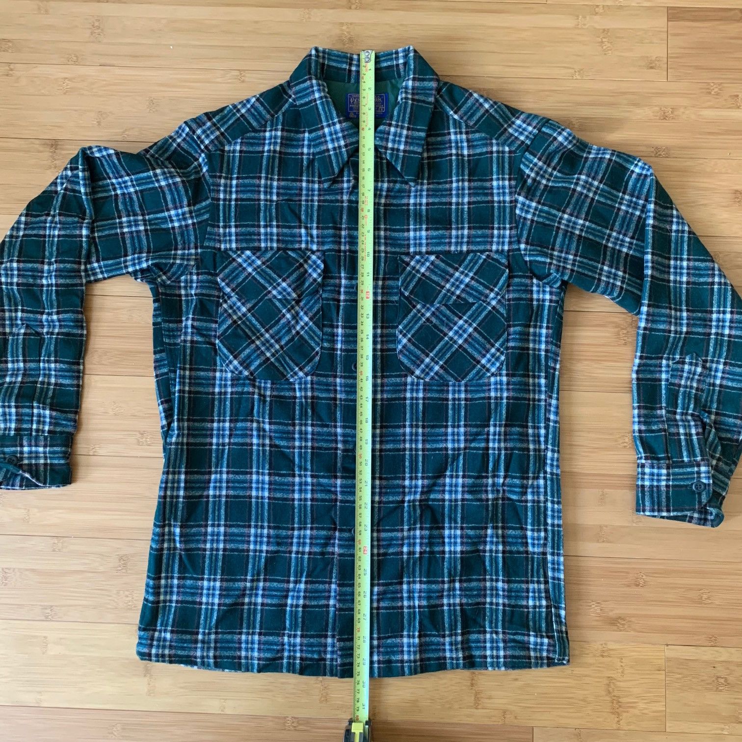 Pendleton 1960s Pendleton Board Shirt Grn Wool Loop Collar Flap Pocket Size US S / EU 44-46 / 1 - 7 Thumbnail