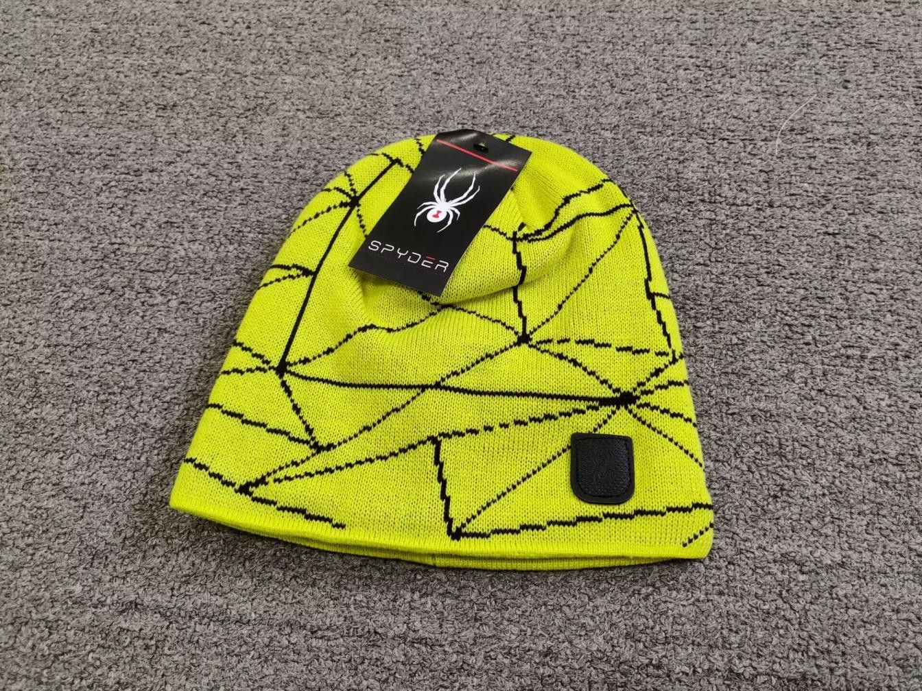Spyder Spyder Web Allover Graphics Knitted Fleece Beanie Hat Volt Size ONE SIZE - 1 Thumbnail