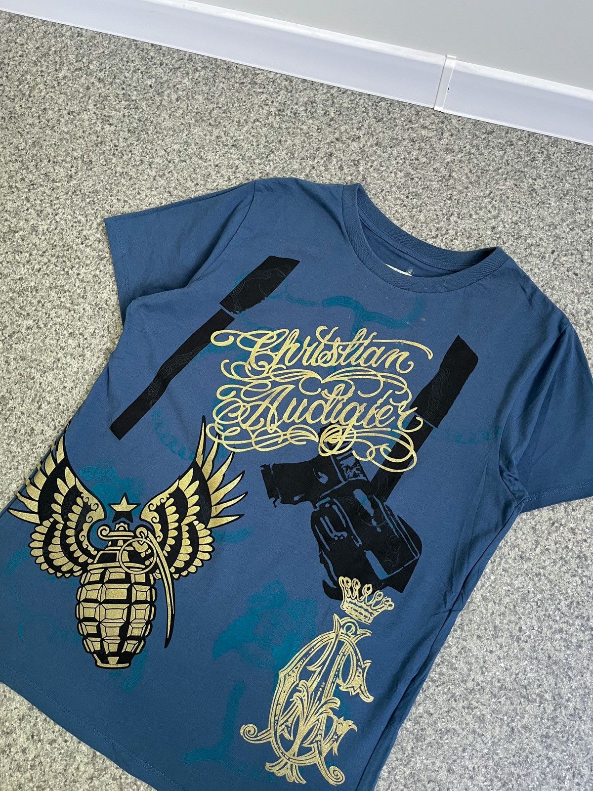 Christian Audigier × Vintage VINTAGE MADE IN USA CHRISTIAN AUDIGIER TRY OF ANGELS Size US L / EU 52-54 / 3 - 3 Thumbnail