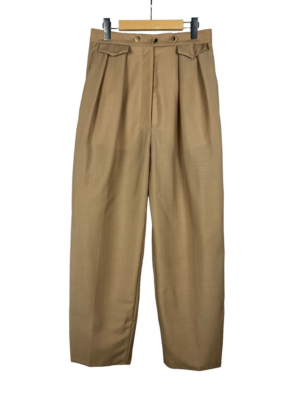 image of Celine Mohair Blend High Waist Trousers in Beige, Women's (Size 30)