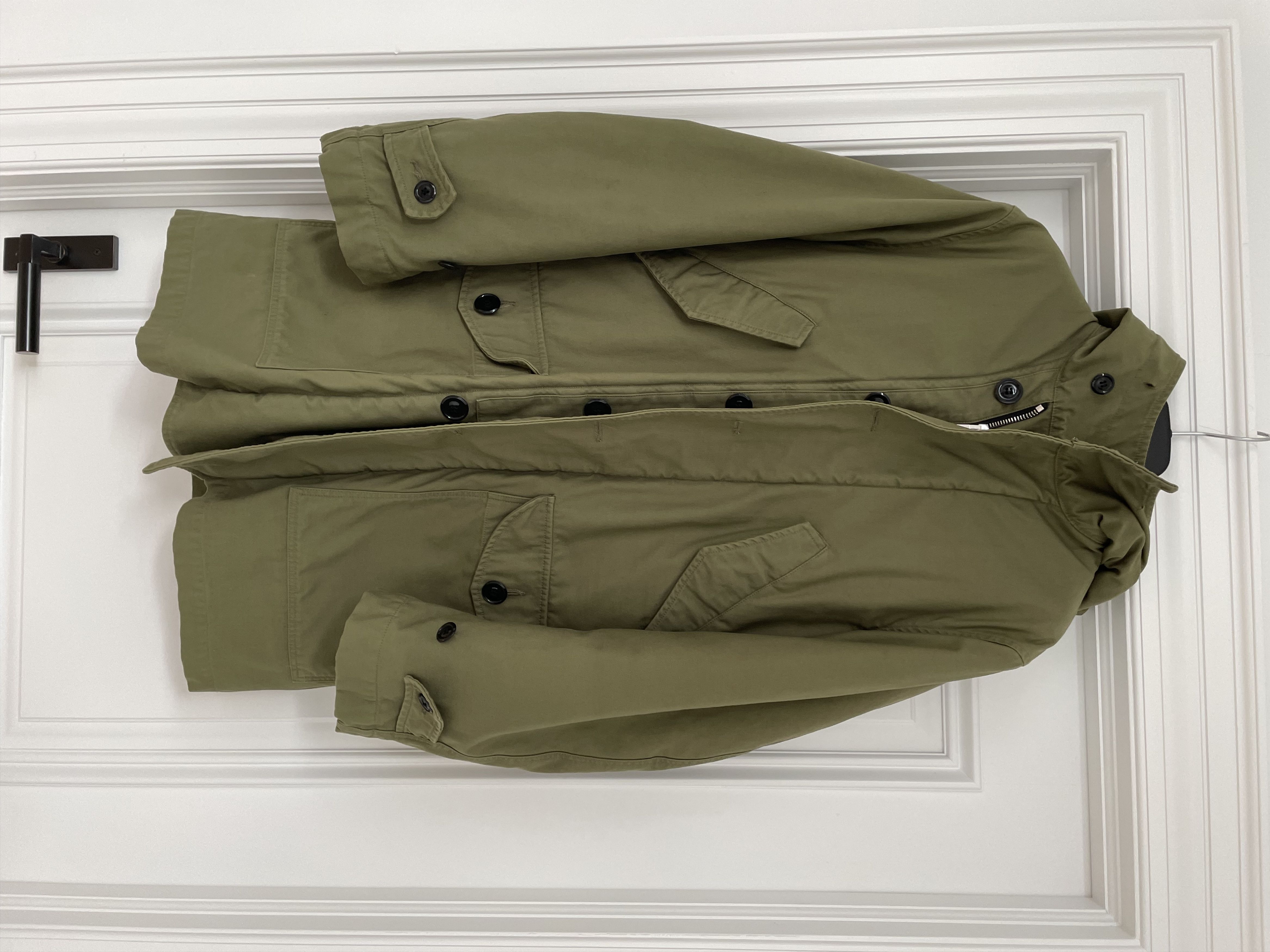 image of Saint Laurent Paris Army Parka W/faux Shearling Lining in Green, Men's (Size Medium)