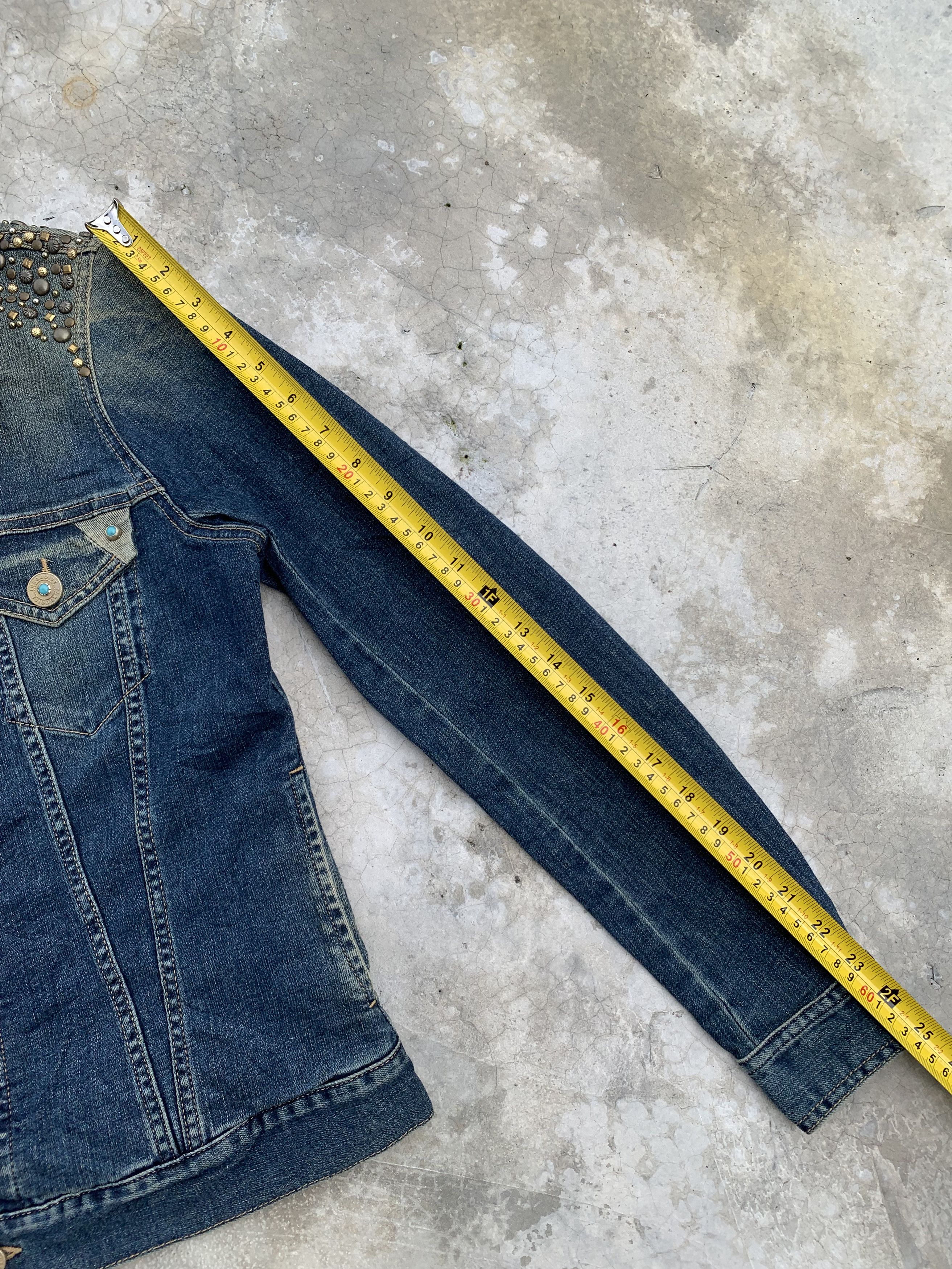 Vintage Turqoise Beaded Shoulder Denim Jacket Size M / US 6-8 / IT 42-44 - 9 Thumbnail