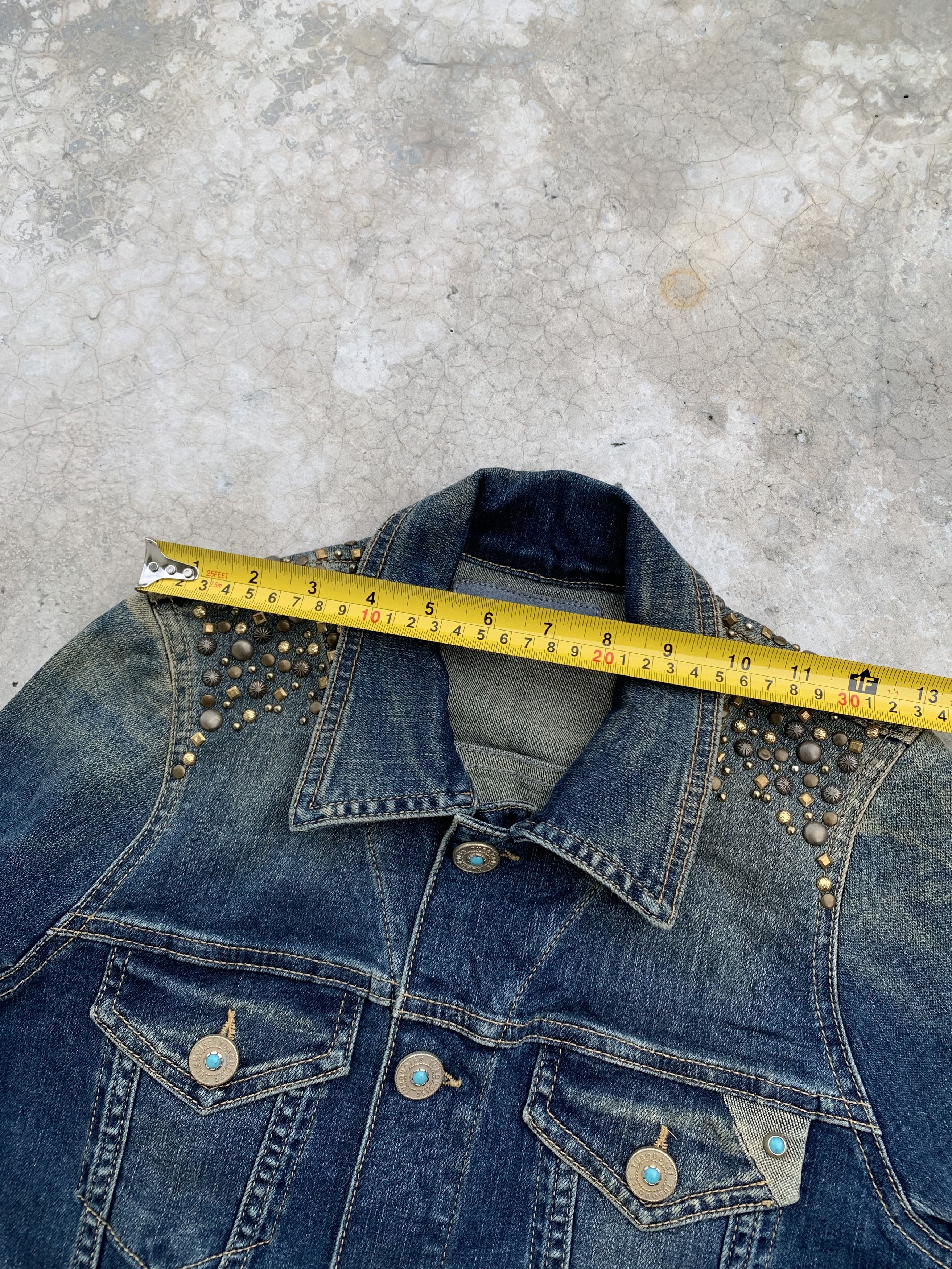 Vintage Turqoise Beaded Shoulder Denim Jacket Size M / US 6-8 / IT 42-44 - 8 Thumbnail