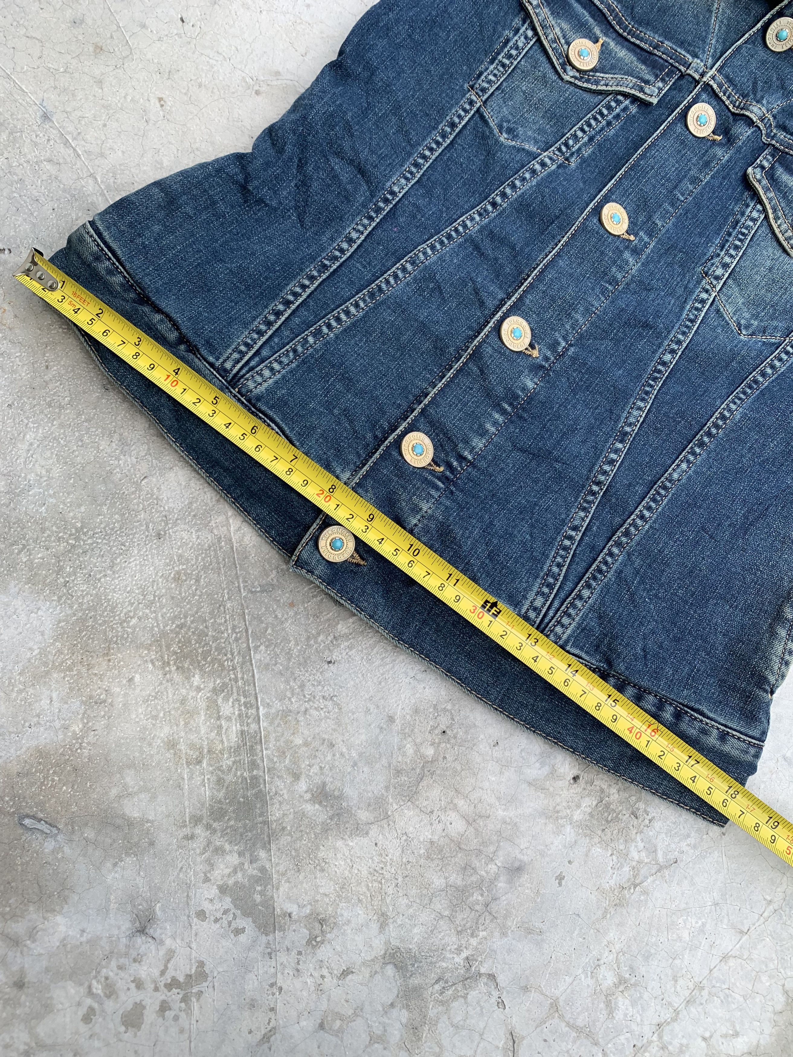Vintage Turqoise Beaded Shoulder Denim Jacket Size M / US 6-8 / IT 42-44 - 10 Thumbnail