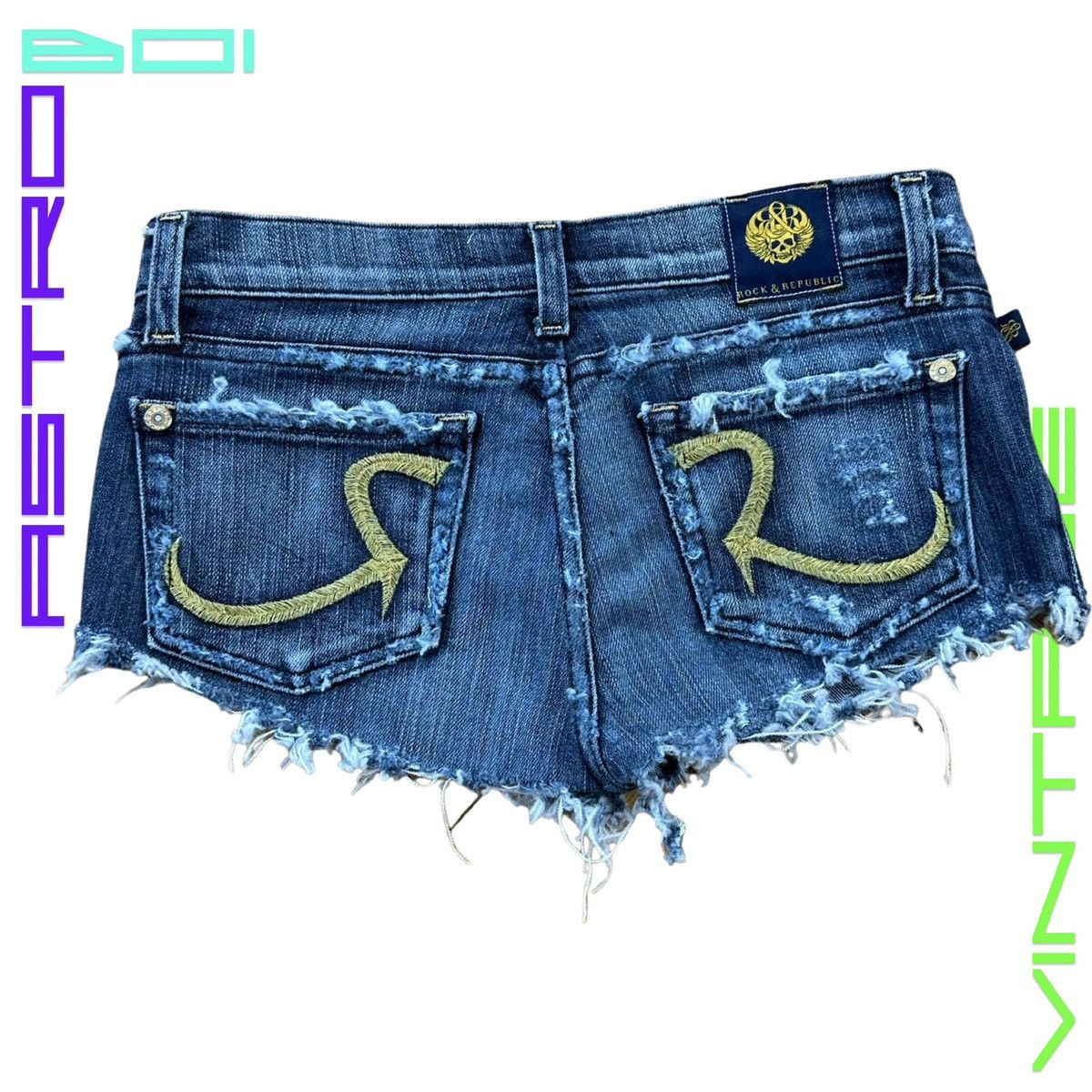 Custom Rock Republic ROCK REPUBLIC DISTRESSED BLUE DENIM SHORTS 28 Grailed