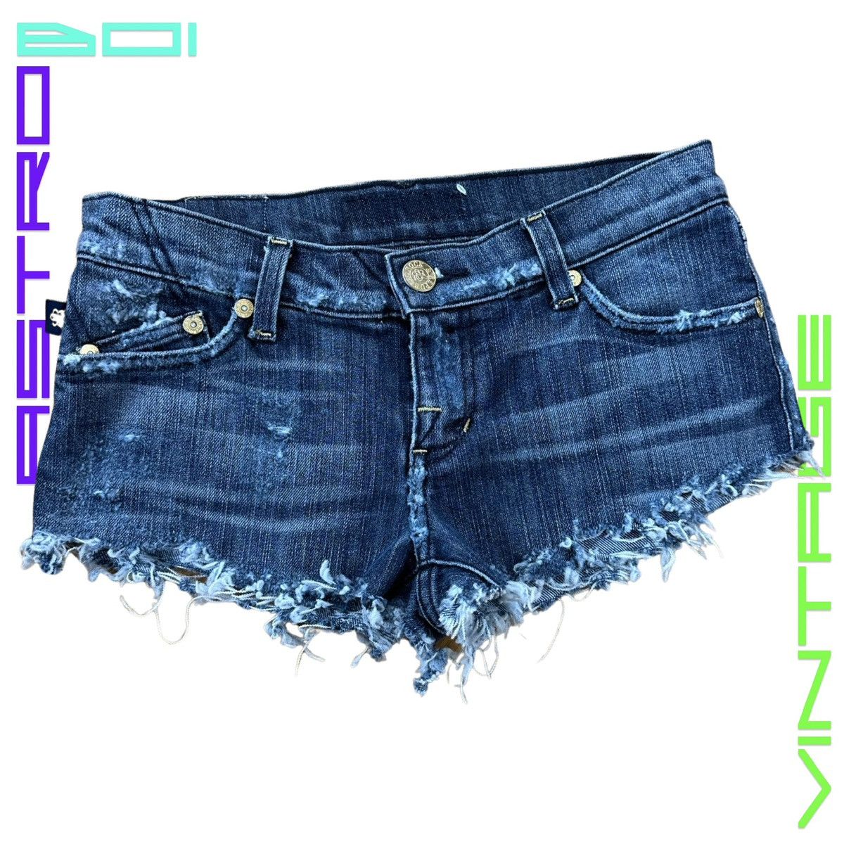 Rock & Republic ROCK & REPUBLIC DISTRESSED BLUE DENIM SHORTS _ 28" Size 28" / US 6 / IT 42 - 2 Thumbnail