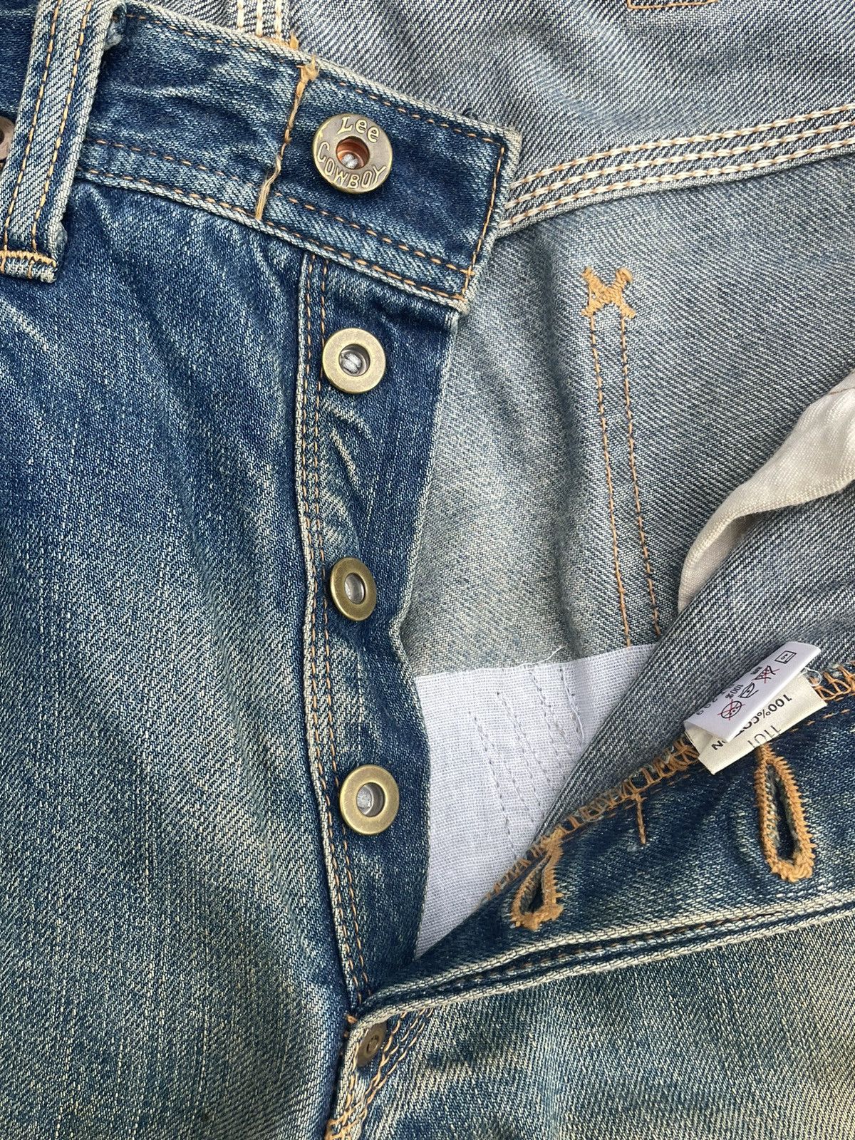 Lee × Vintage Vintage Lee Cowboy 101 Selvedge Distresed & Rework Size US 31 - 20 Thumbnail