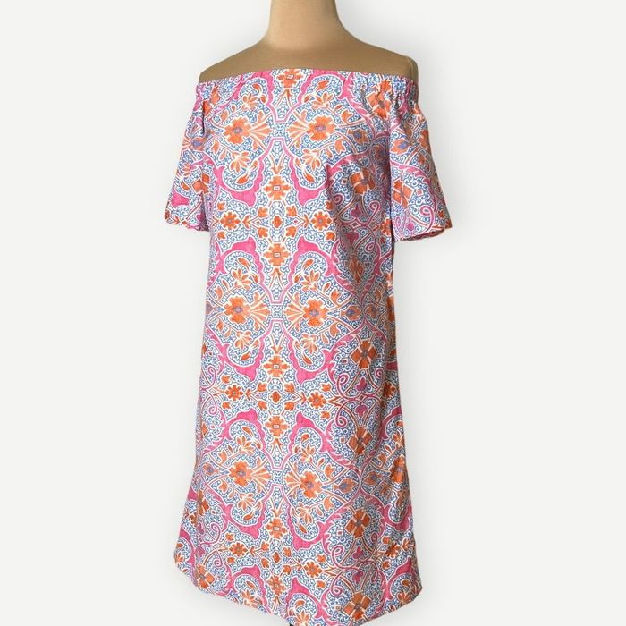 J. Mclaughlin J McLaughlin Marina Off The Shoulder Dress Shift S Pink Oran Grailed