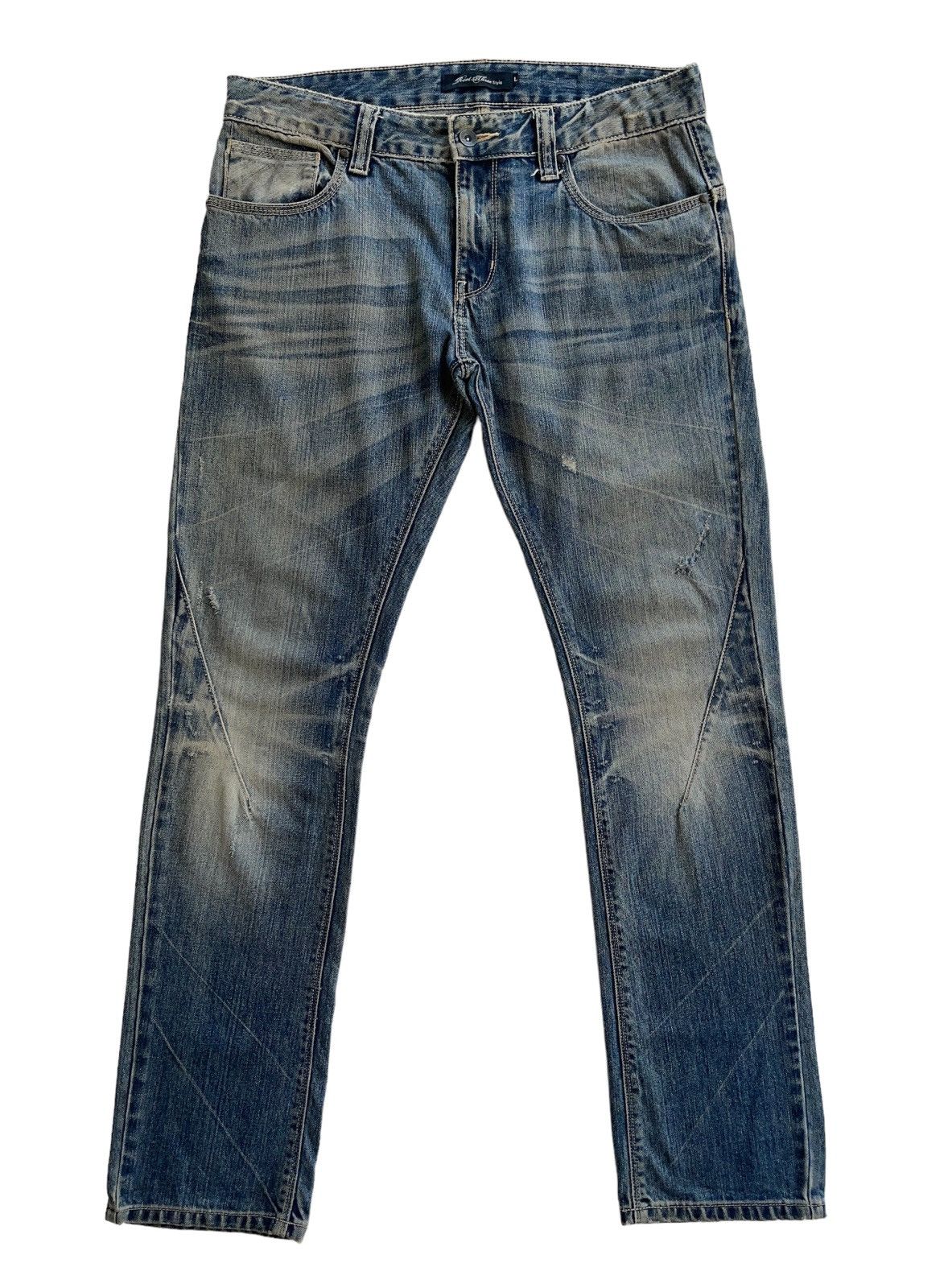 image of Vintage Distressed Tapered Rusty Denim in Blue Denim, Men's (Size 34)