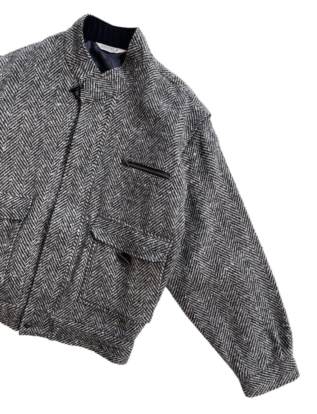 Japanese Brand Vintage Herringbone Wool Bomber Jacket Size US L / EU 52-54 / 3 - 5 Thumbnail