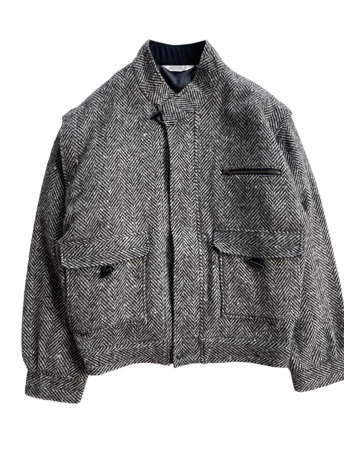 Japanese Brand Vintage Herringbone Wool Bomber Jacket Size US L / EU 52-54 / 3 - 3 Thumbnail