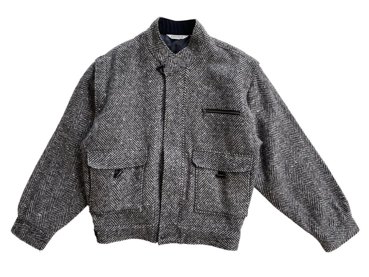 Japanese Brand Vintage Herringbone Wool Bomber Jacket Size US L / EU 52-54 / 3 - 6 Thumbnail