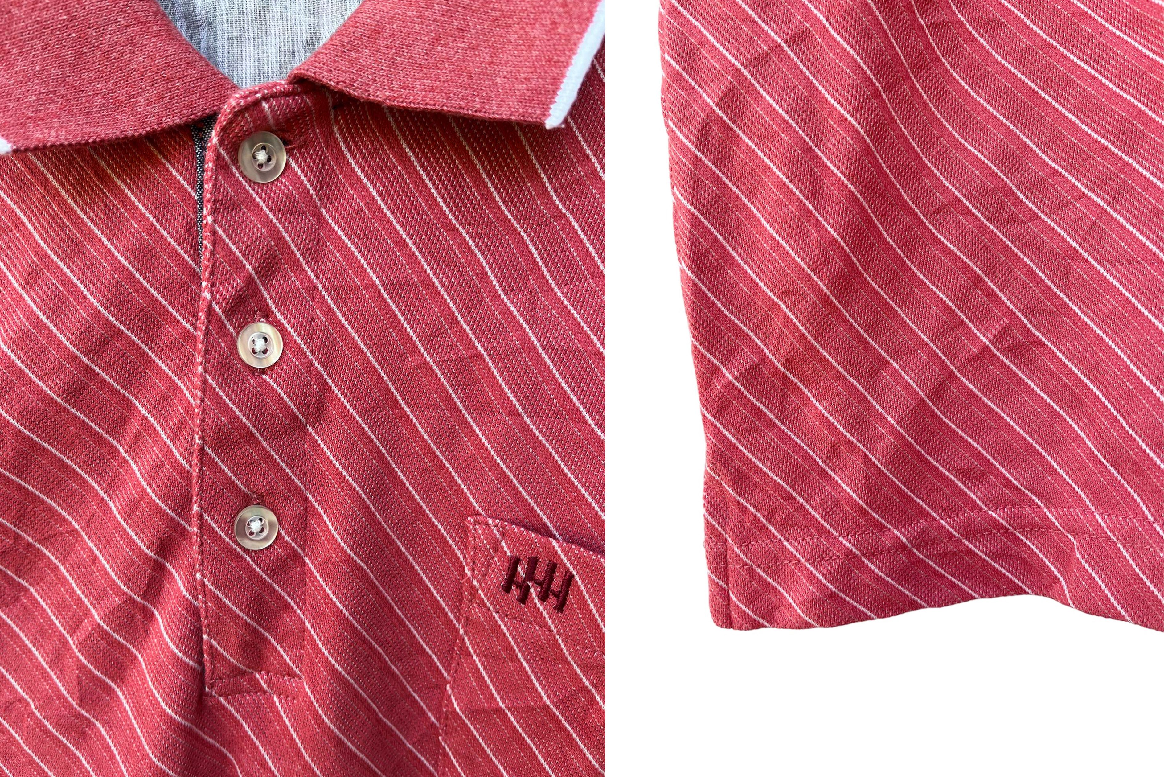 Kansai Yamamoto KANSAI YAMAMOTO Coral and White Stripes Collared Polo Shirt Size US M / EU 48-50 / 2 - 6 Thumbnail