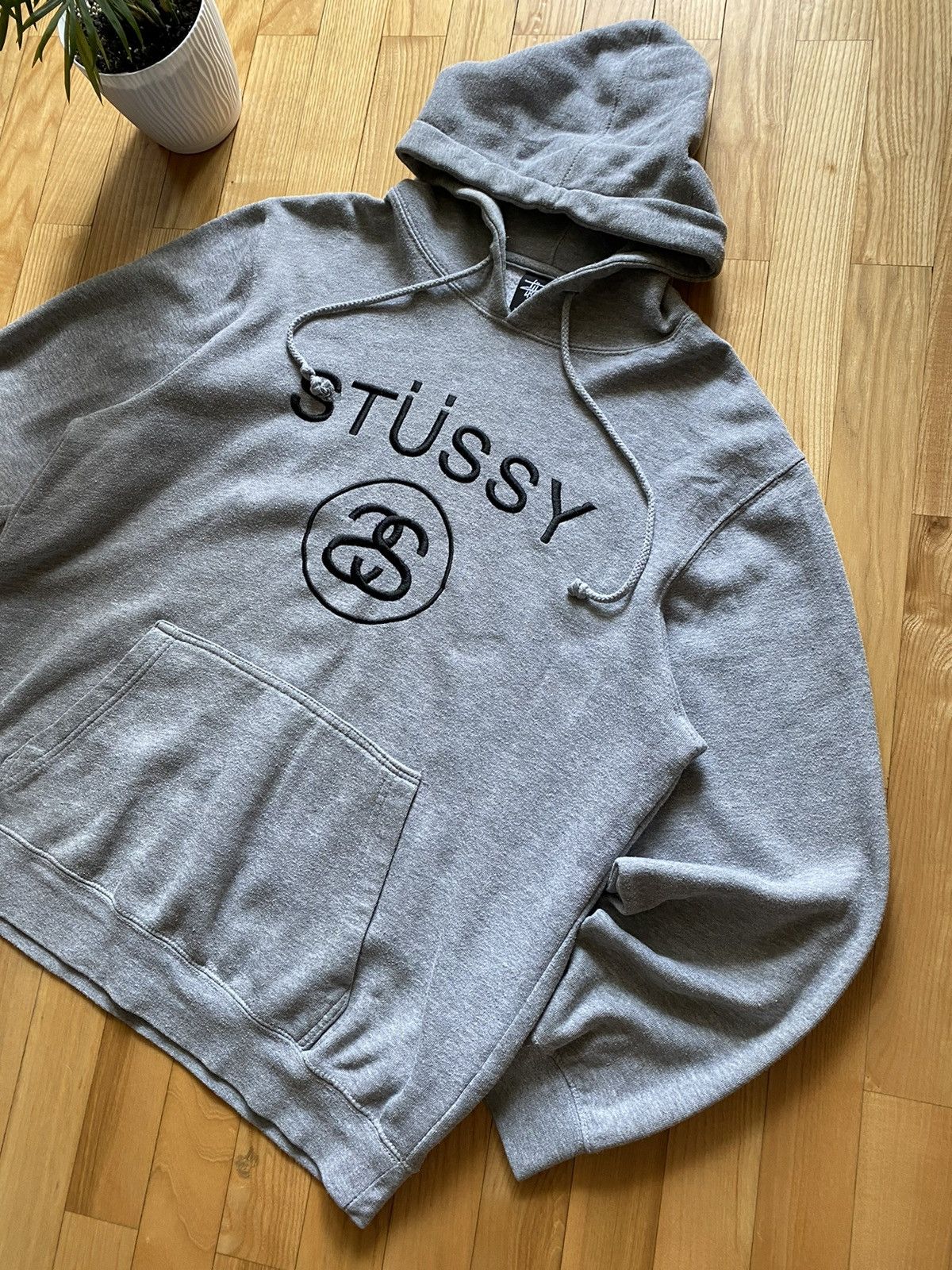 RARE! Vintage hoodie Stussy Big logo embroidered Over size - Main Image