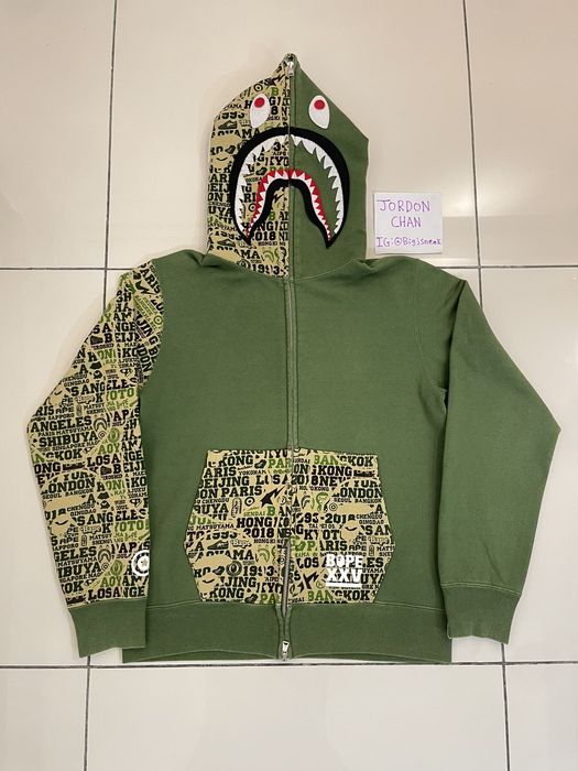 BAPE City Camo Shark Full Zip Hoodie Black Men's - SS18 - US