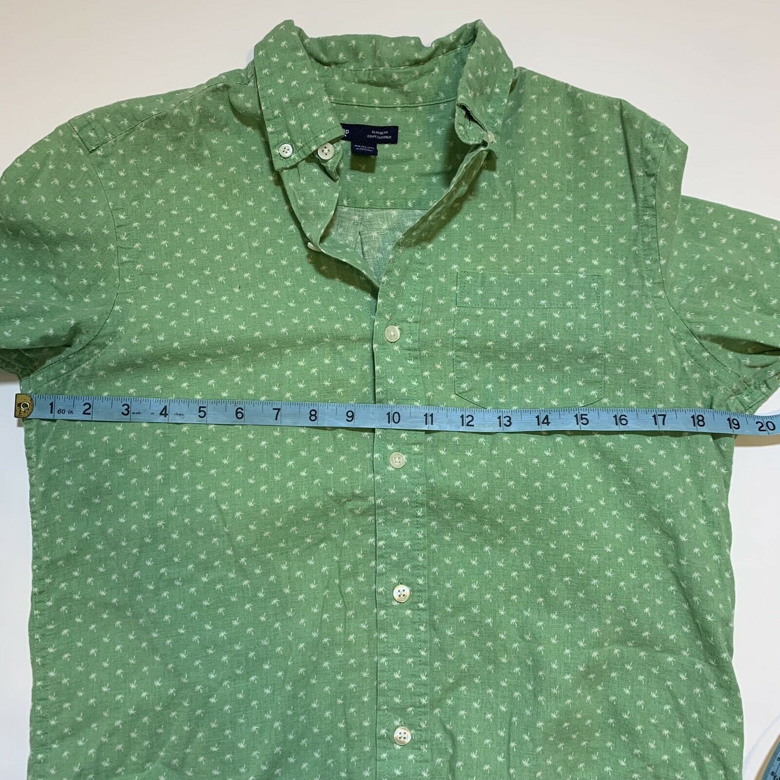 Gap Gap Button-Down Men's Green Classic Fit Palm Trees Shirt Size US XS / EU 42 / 0 - 6 Thumbnail