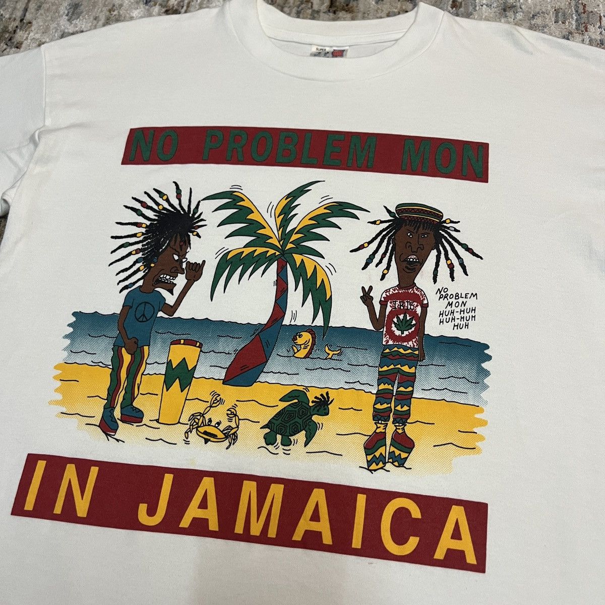 image of Movie x Vintage Rasta Beavis Butthead in White, Men's (Size Medium)
