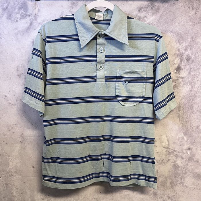 Vintage Vintage 80s Hang Ten Polo T Shirt Mens Medium Striped Blue ...