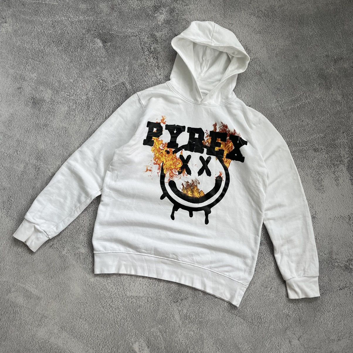 Pyrex Vision Pyrex Flame Smiley White Hoodie Virgil Abloh Size L | Grailed