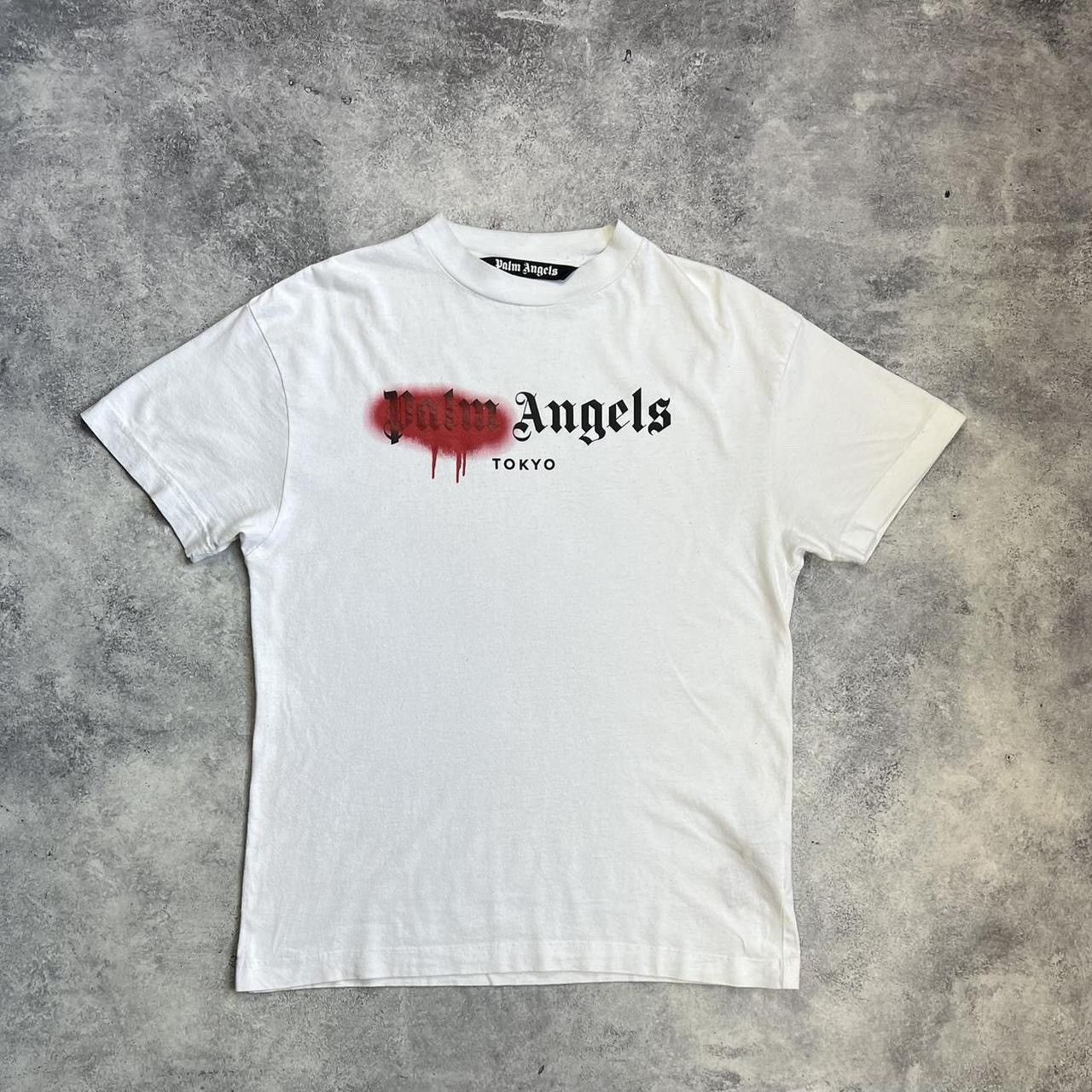 【関税無・国内発】 Palm Angels / Spray Logo T-Shirt NY MONOGRAM SPRAY TEE in WHITE for Men | Palm Angels®