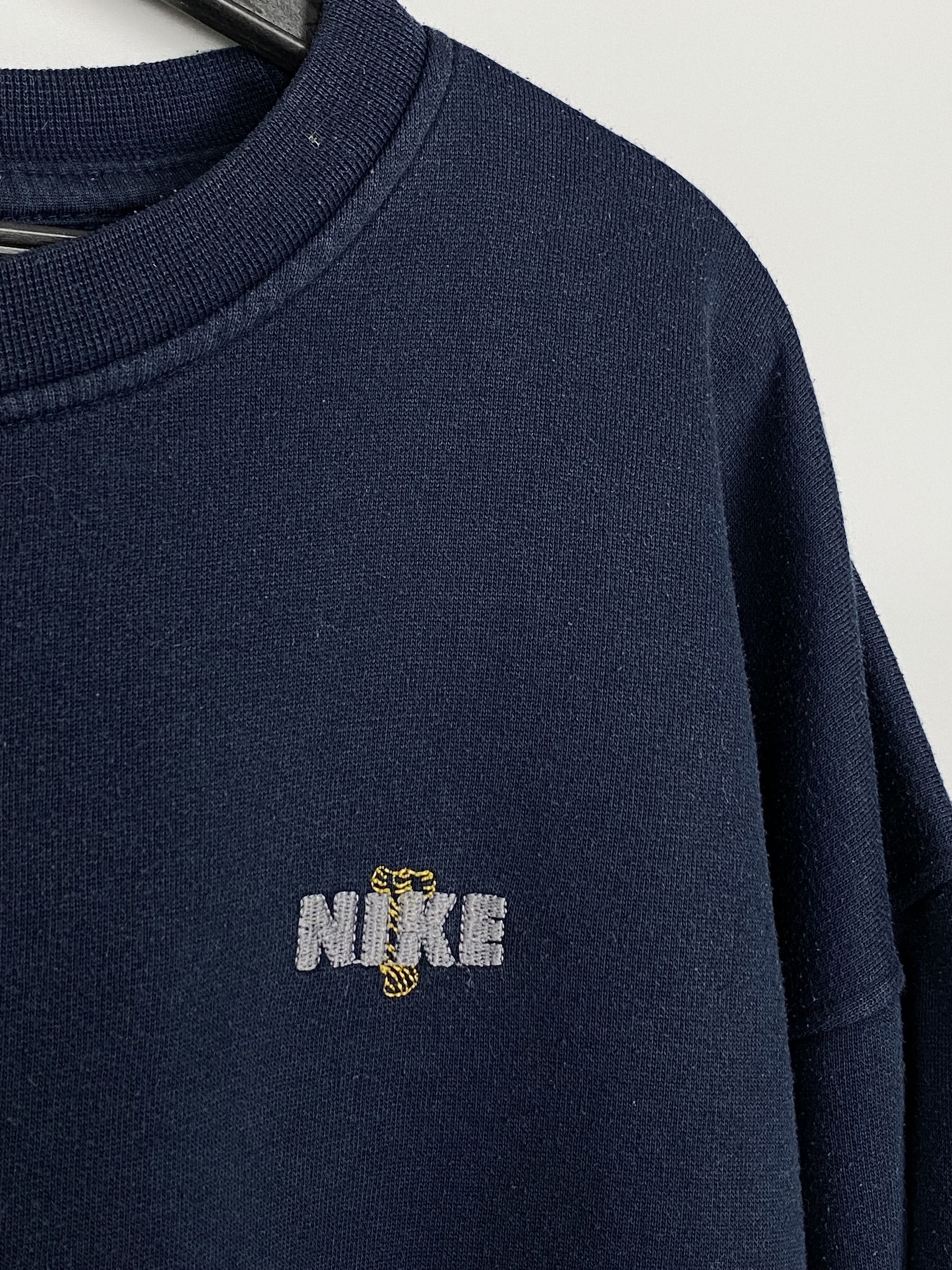 Nike Vintage NIKE Spellout Logo Navy Sweatshirt y2k Made Portugal Size US XXL / EU 58 / 5 - 3 Thumbnail