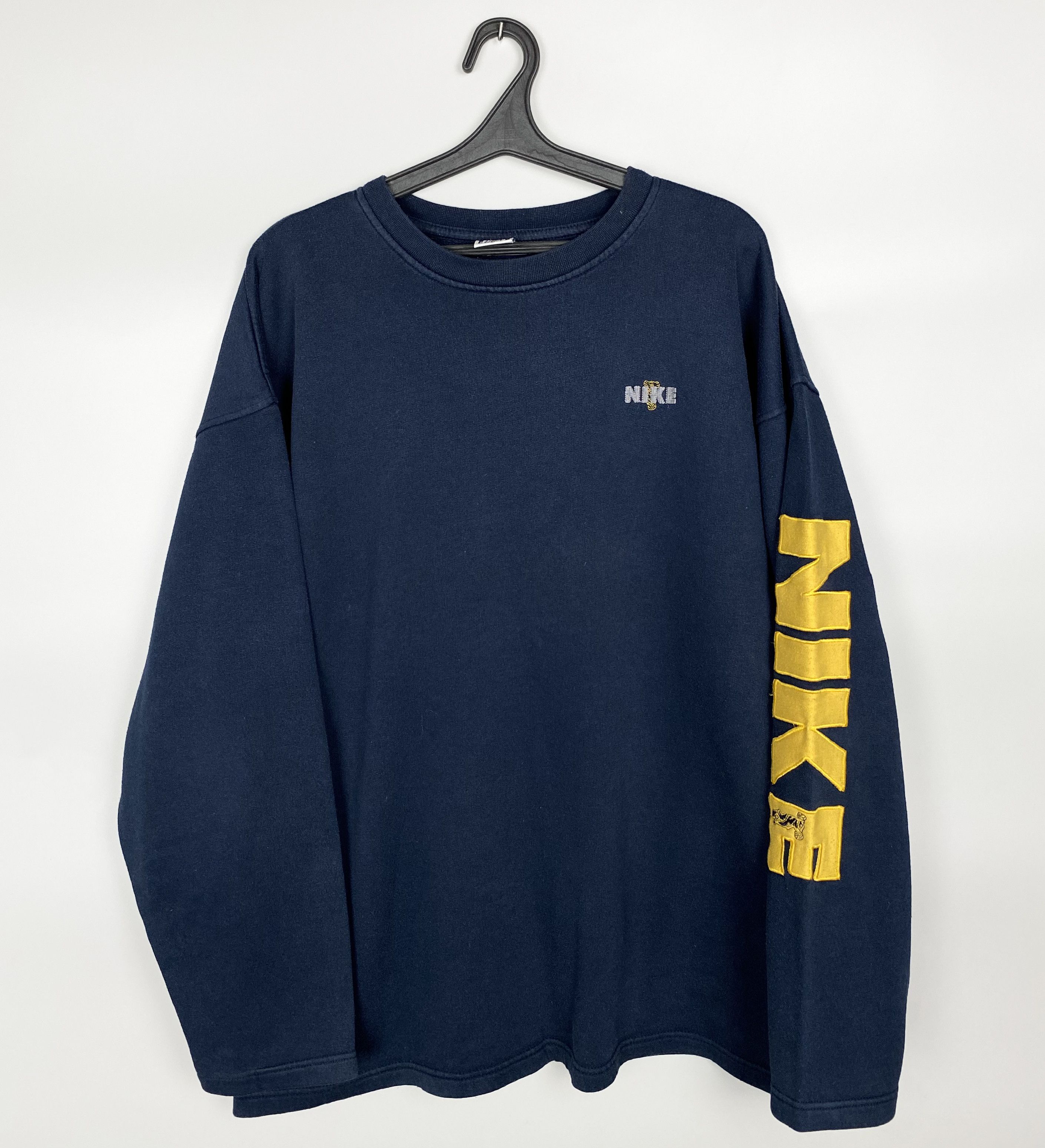 Nike Vintage NIKE Spellout Logo Navy Sweatshirt y2k Made Portugal Size US XXL / EU 58 / 5 - 1 Thumbnail
