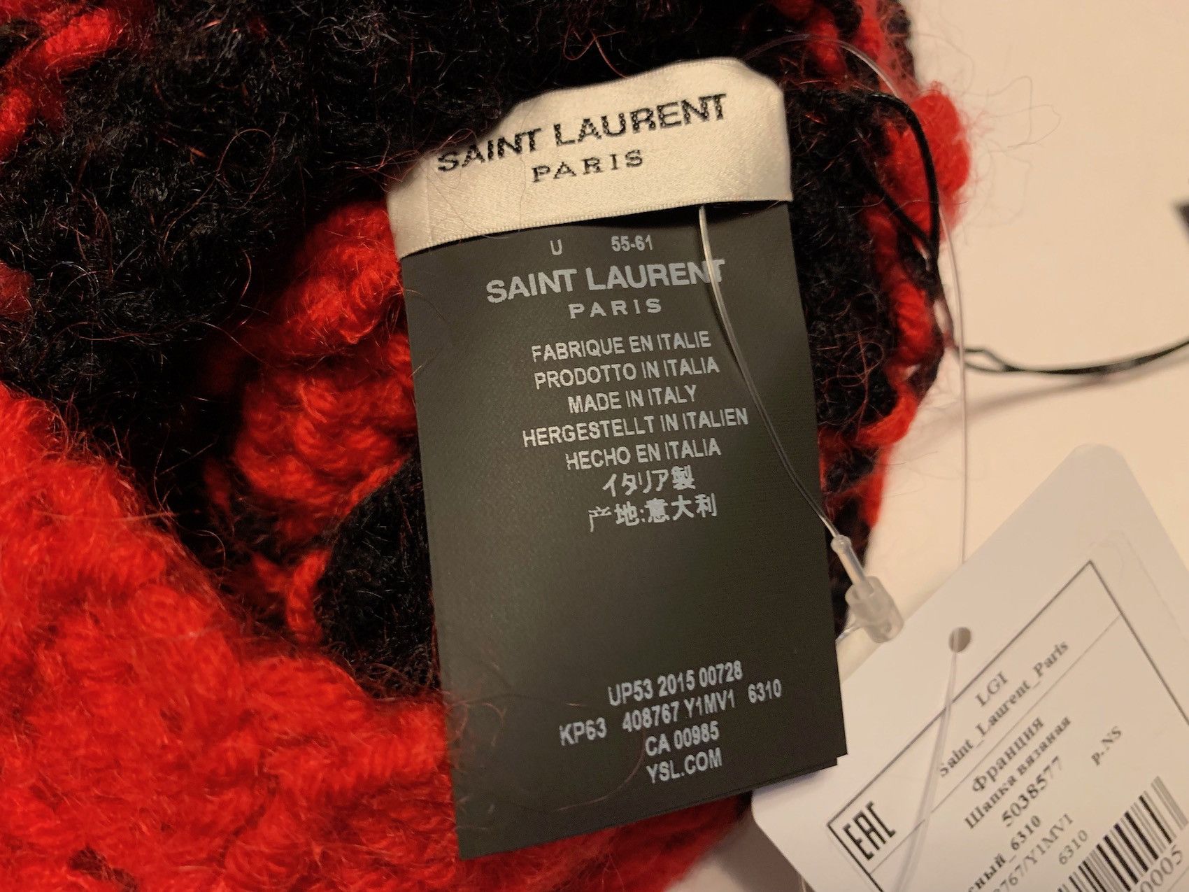 Hedi Slimane × Saint Laurent Paris SS'16 Beanie Pom Pom Striped Size ONE SIZE - 4 Thumbnail
