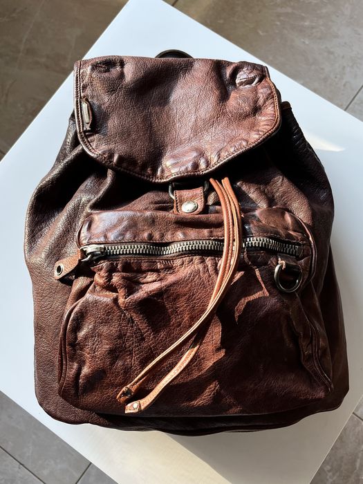 Vintage MIU MIU 1999 ARCHIVE MILITARY STYLE BROWN LEATHER BACKPACK