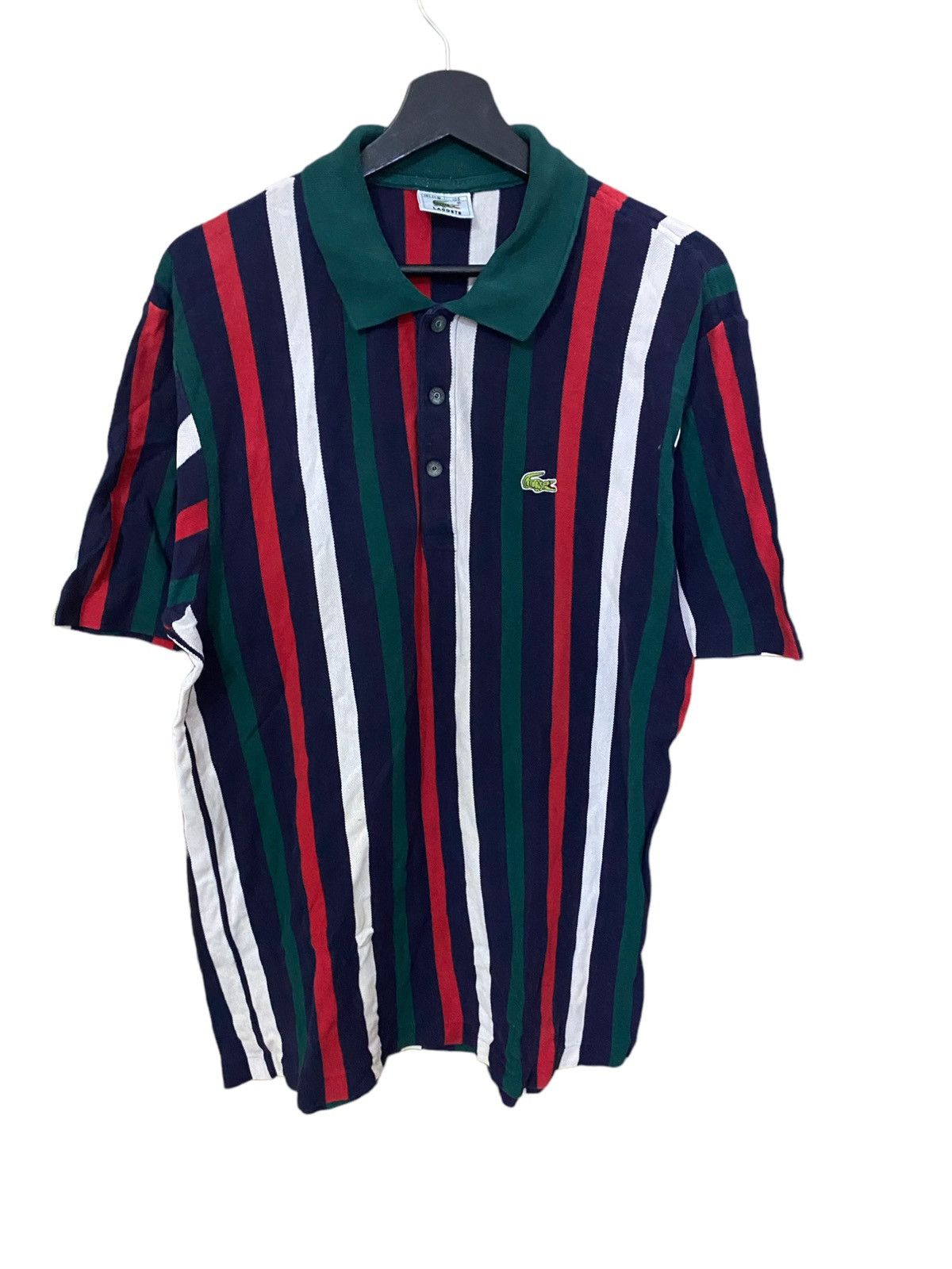 image of Vintage 90's Lacoste Polo Shirt in Striped, Men's (Size Medium)